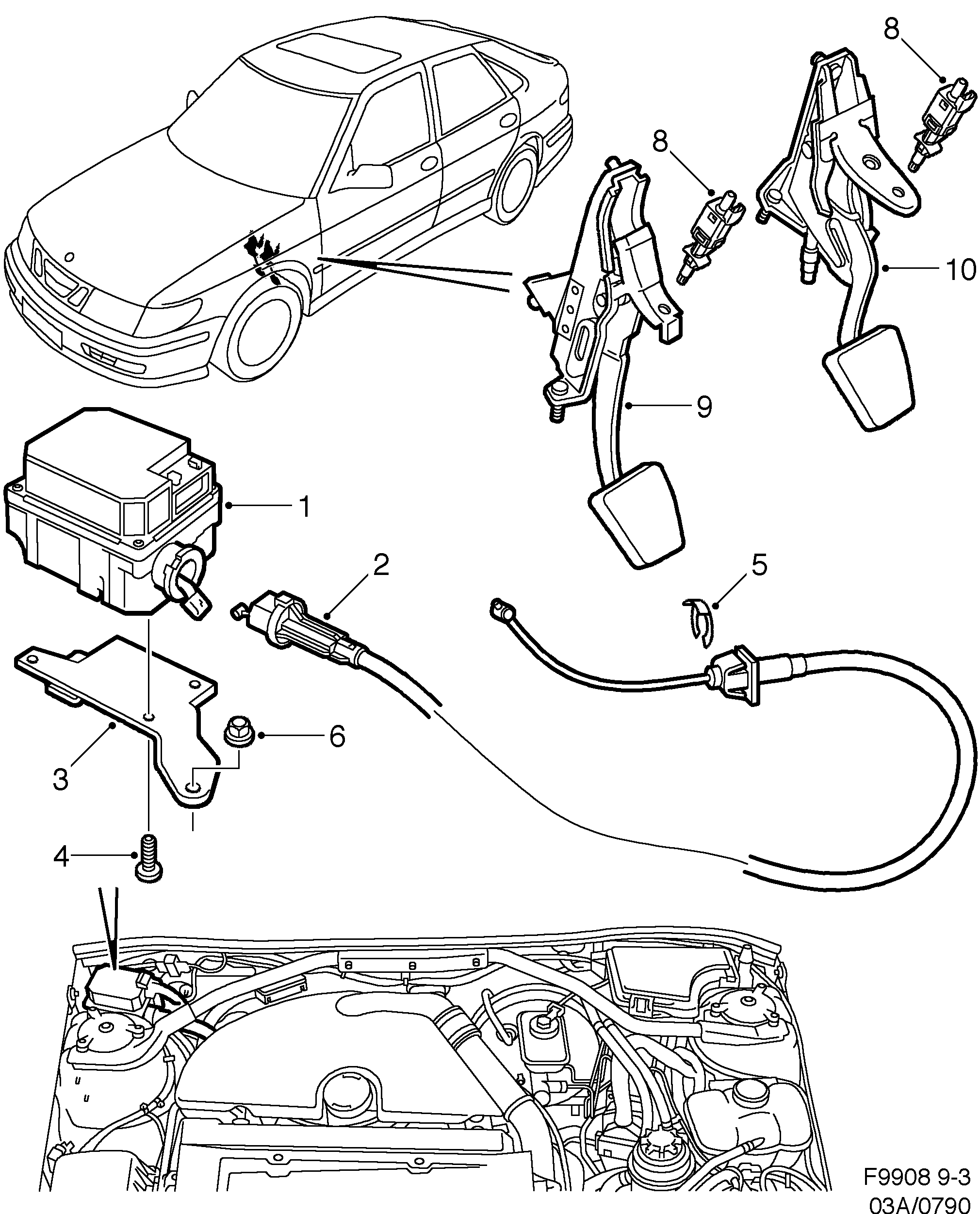 Saab 9-3 (9400) Speed control system diagram