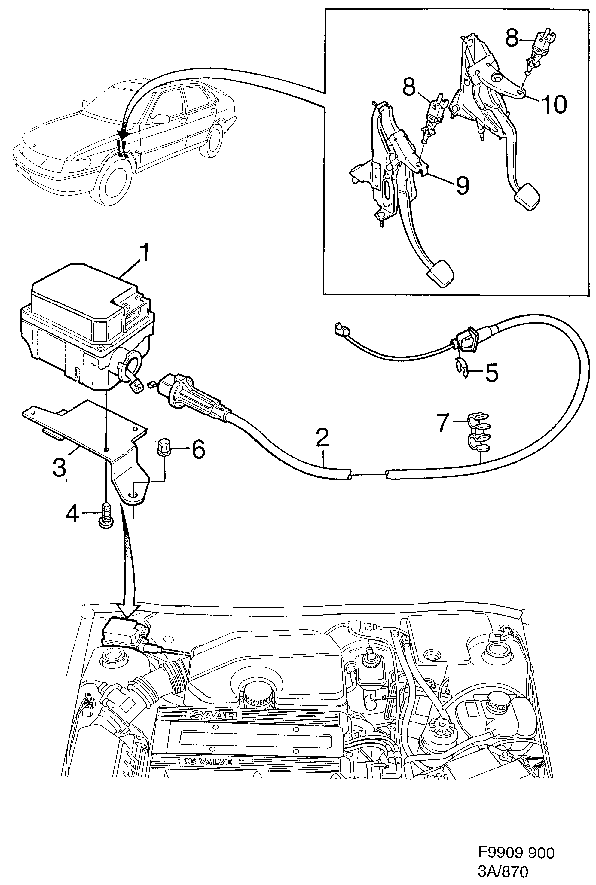 Saab 900 Speed control system diagram