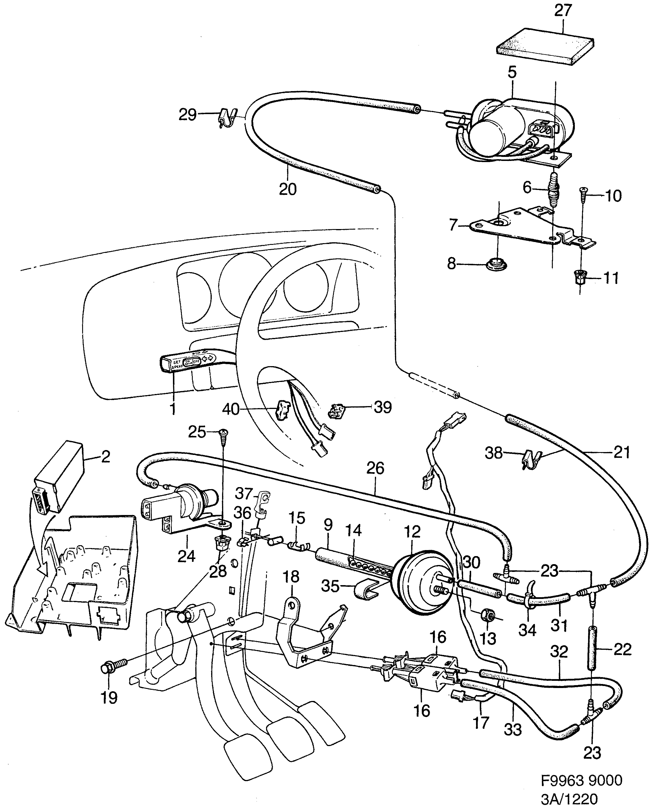 Saab 9000 Speed control system diagram