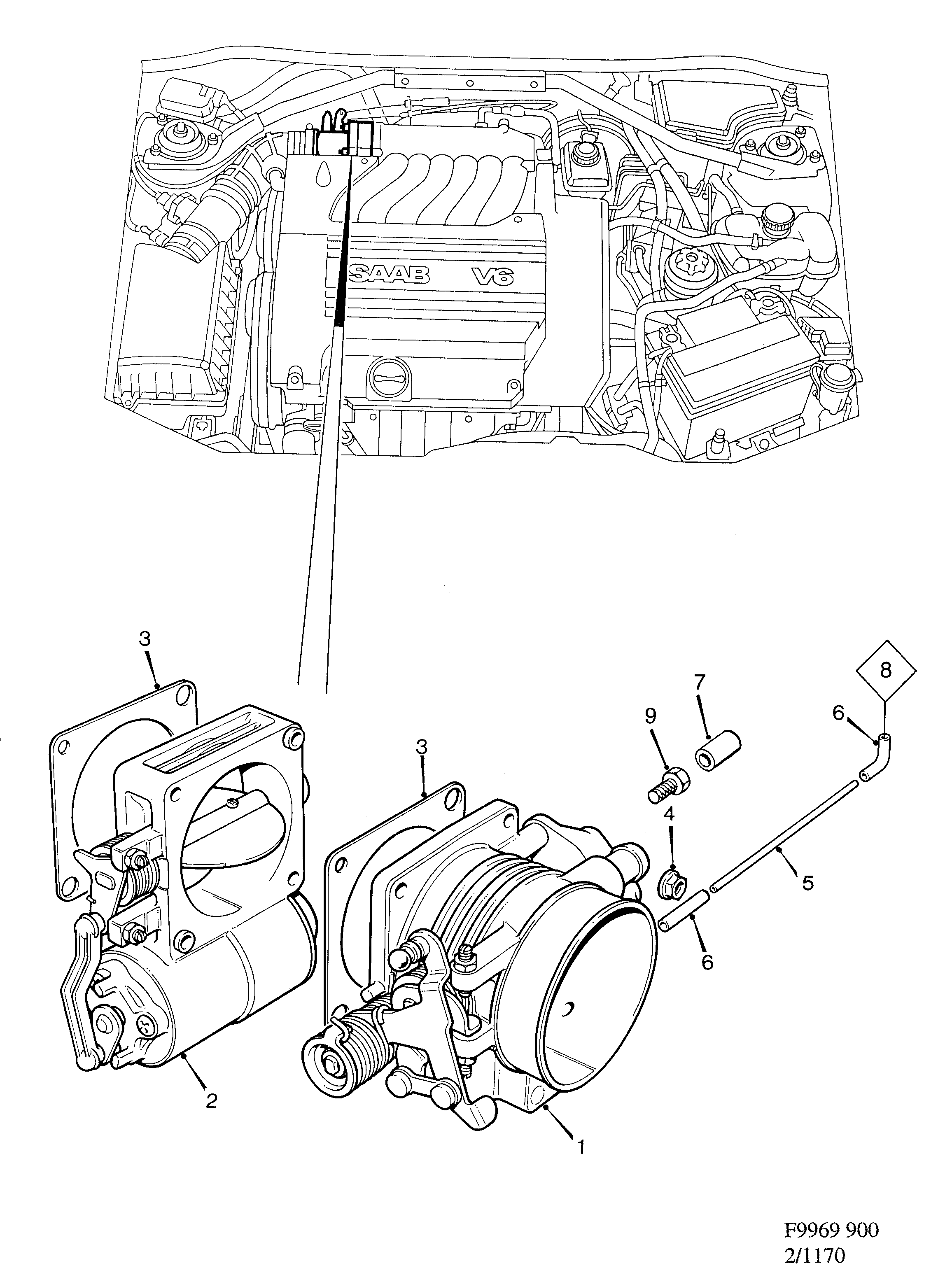 Saab 900 Throttle housing diagram