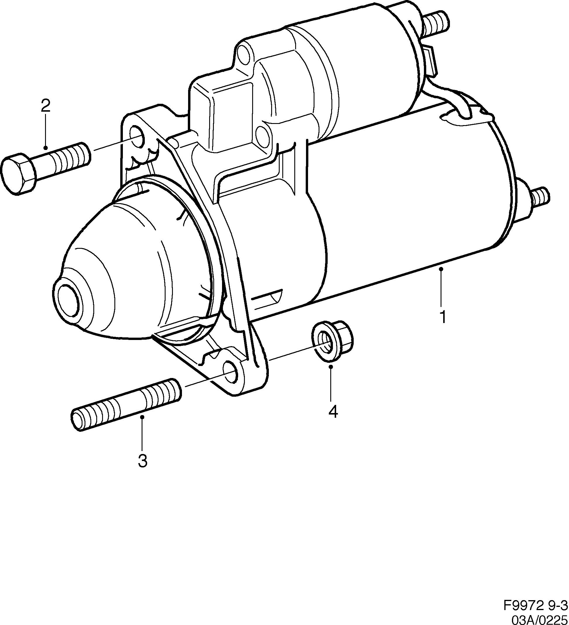 Saab 9-3 (9400) Starter motor diagram