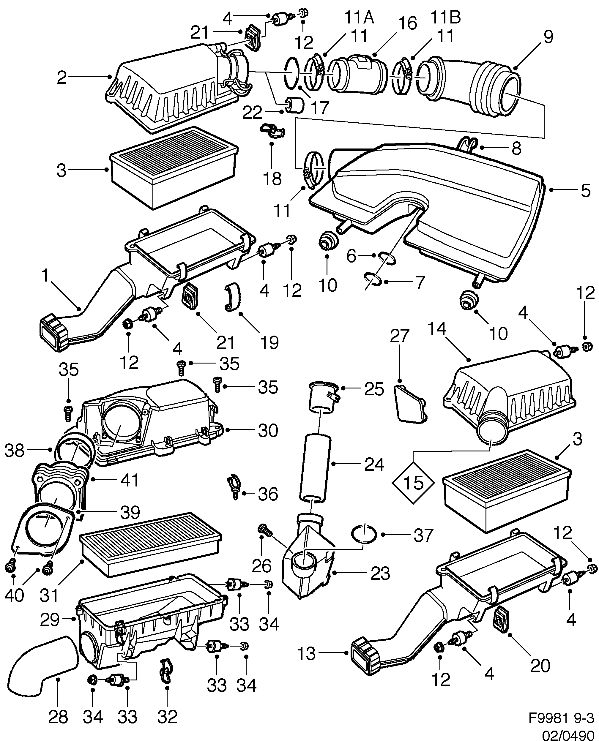 Saab 9-3 (9400) Air cleaner diagram