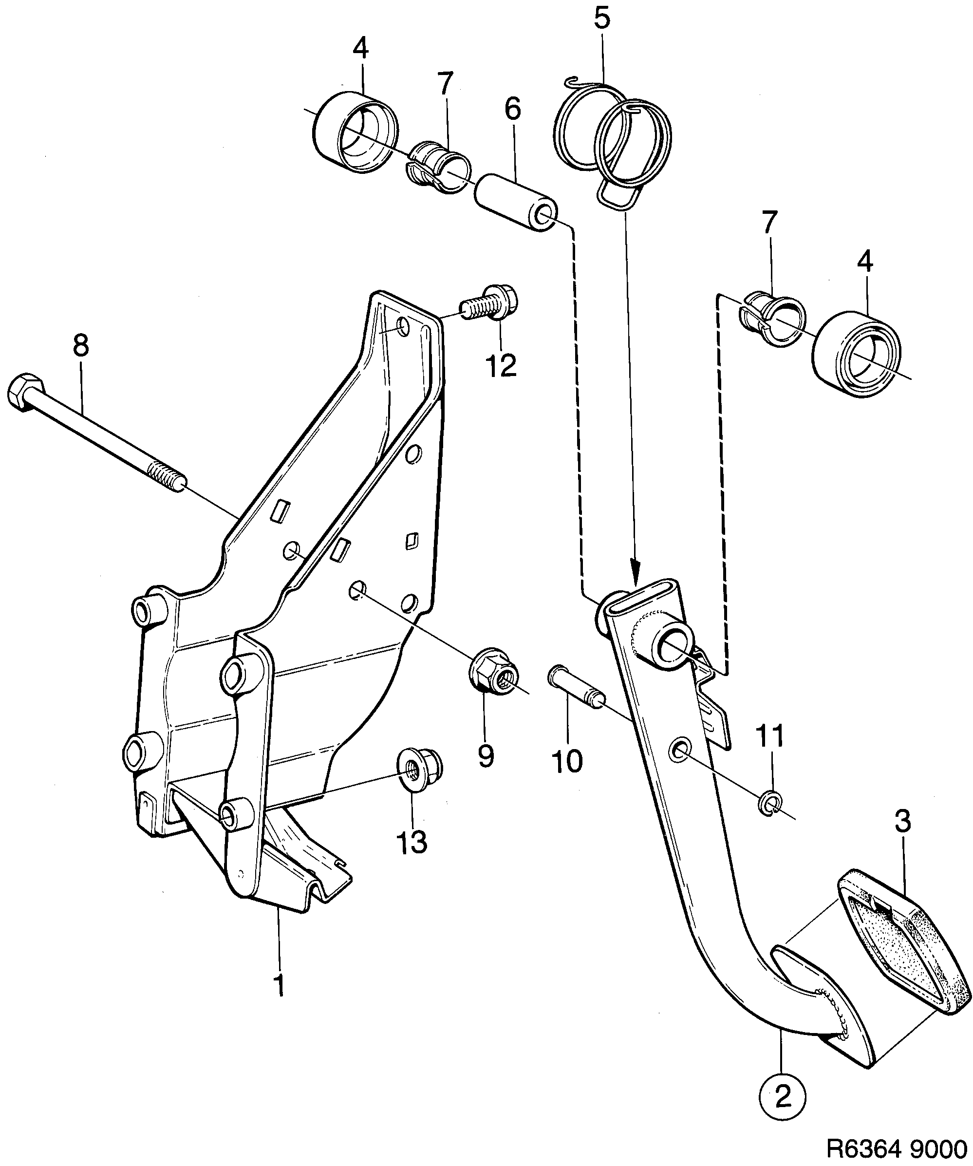 Saab 9000 Brake operation diagram