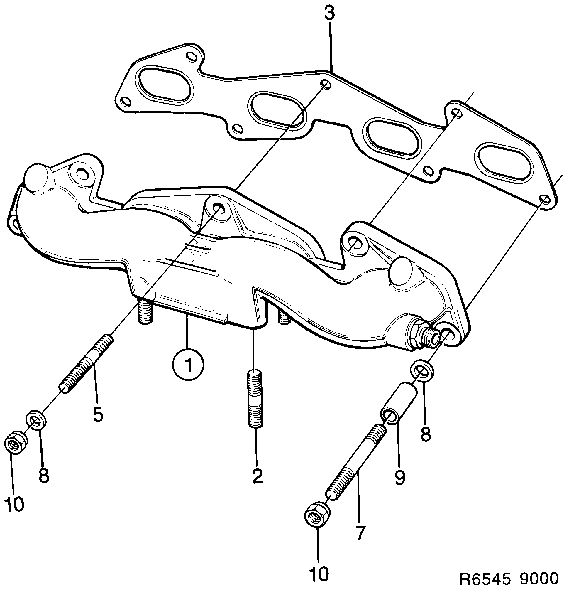 Saab 9000 Exhaust manifold diagram