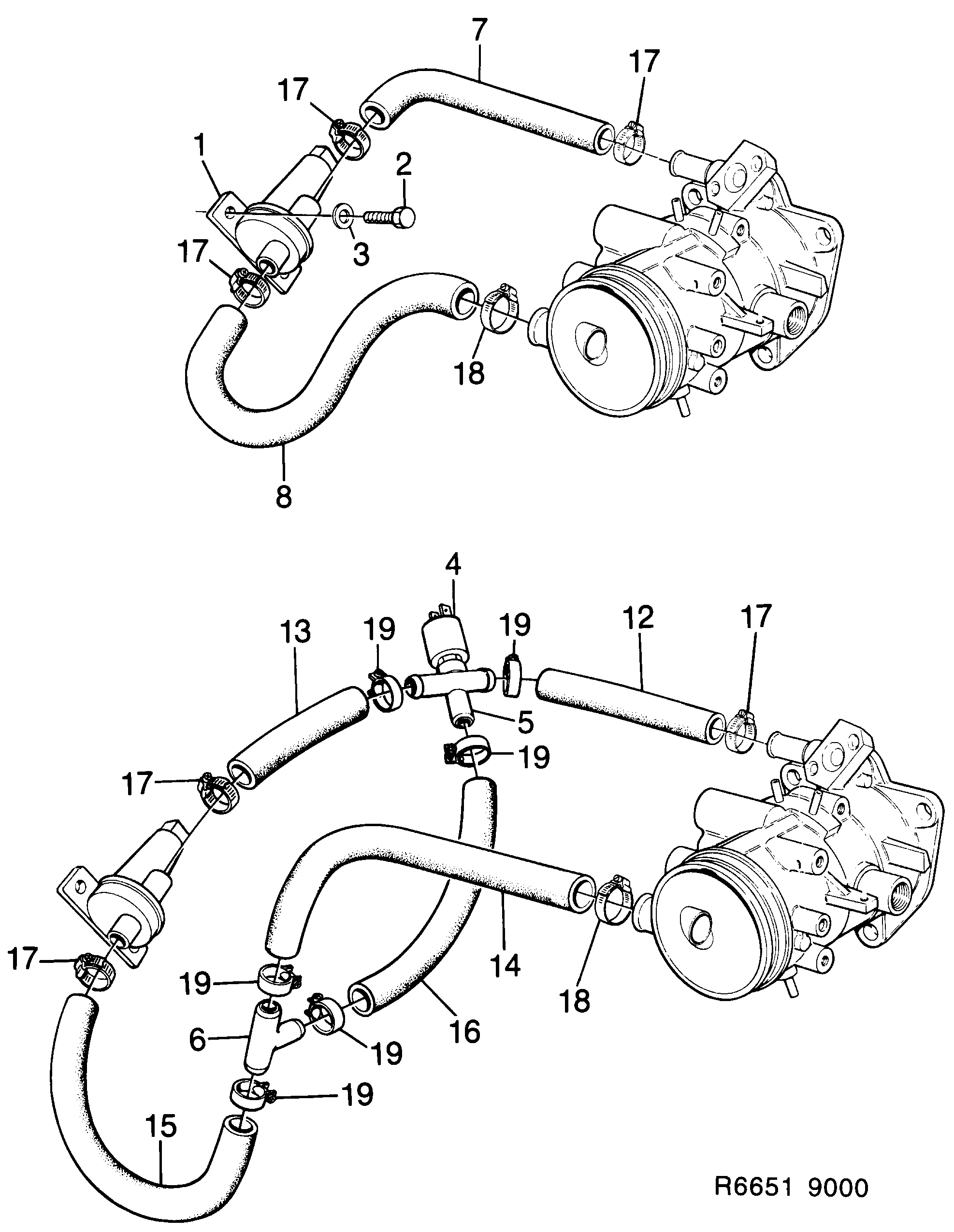 Saab 9000 Auxiliary air regulator diagram