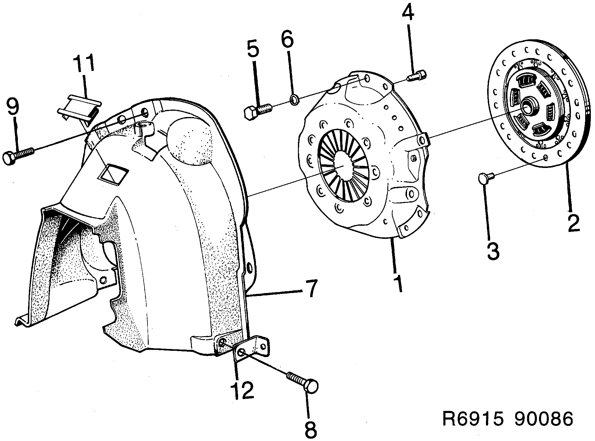 Saab 900 Clutch, clutch disc diagram