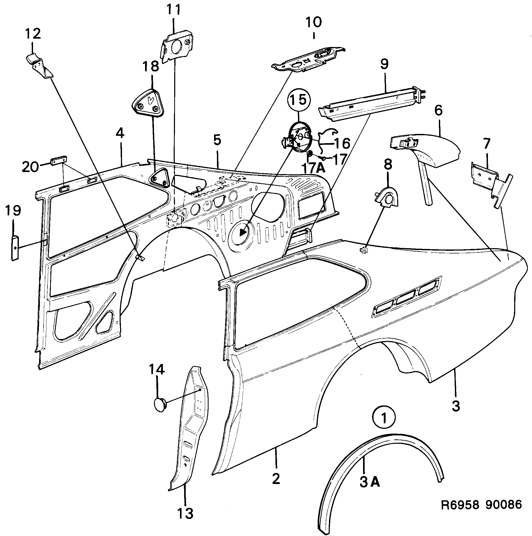 Saab 900 Valance diagram