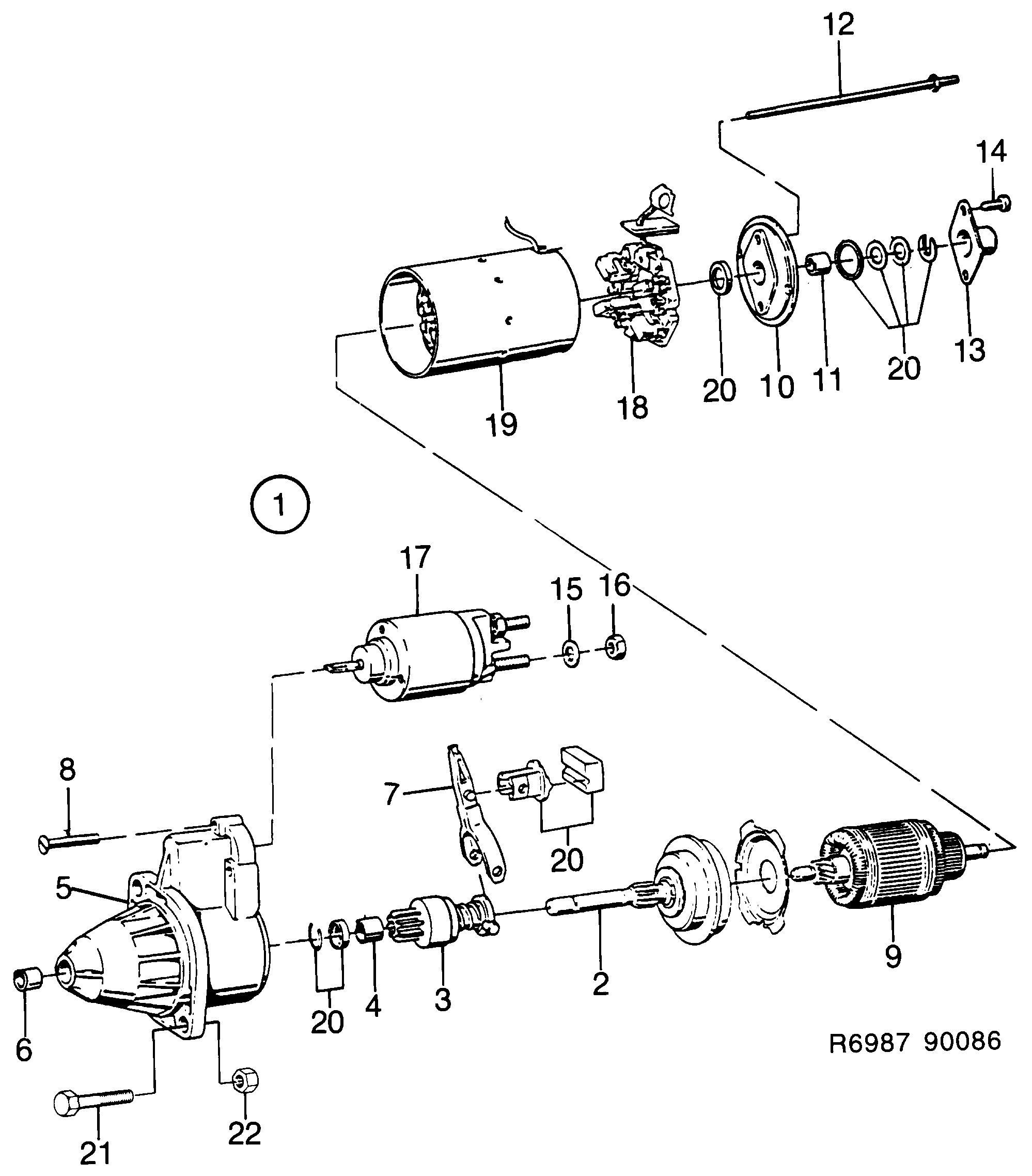 Saab 900 Starter motor diagram