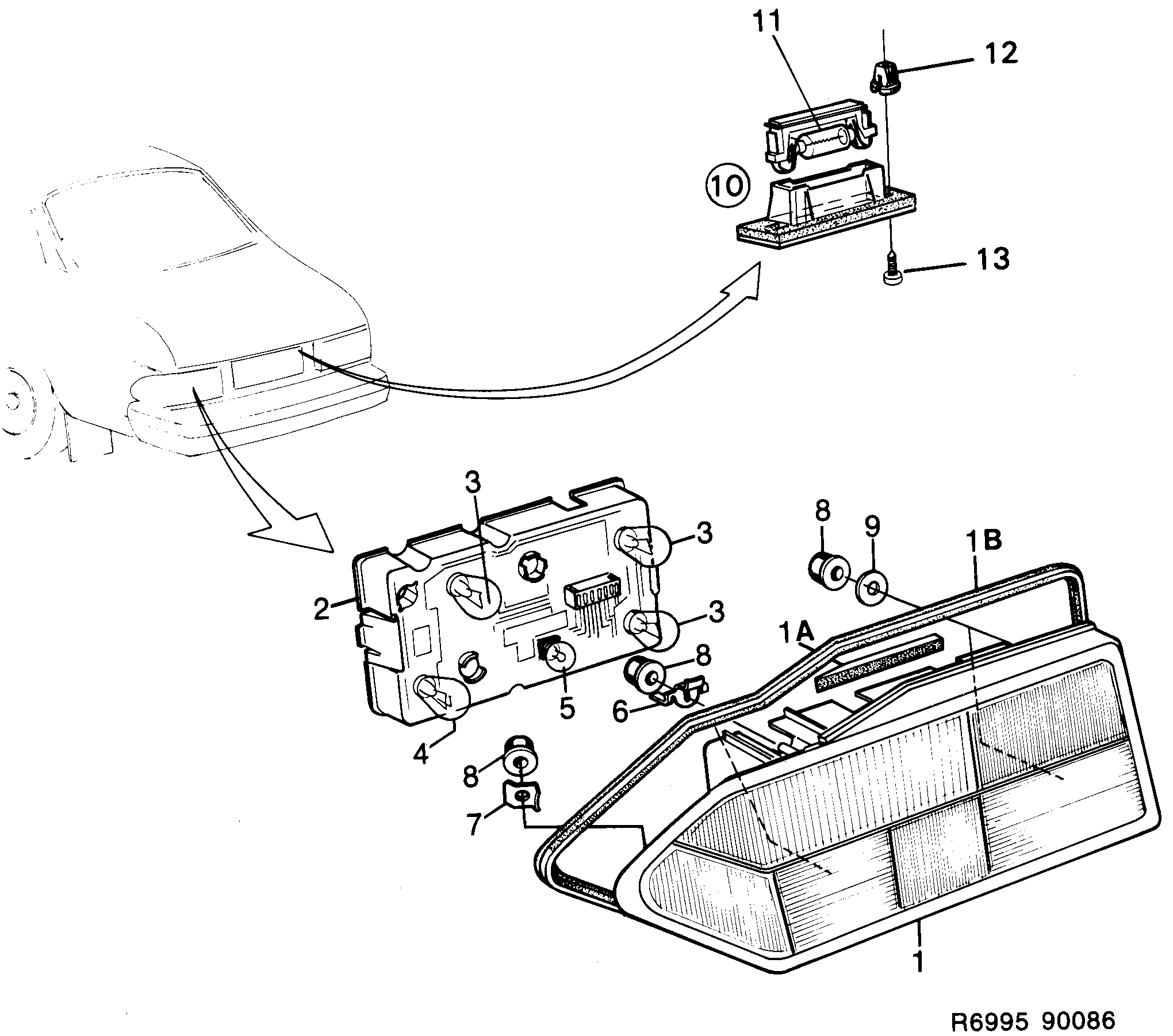 Saab 900 Tail light diagram