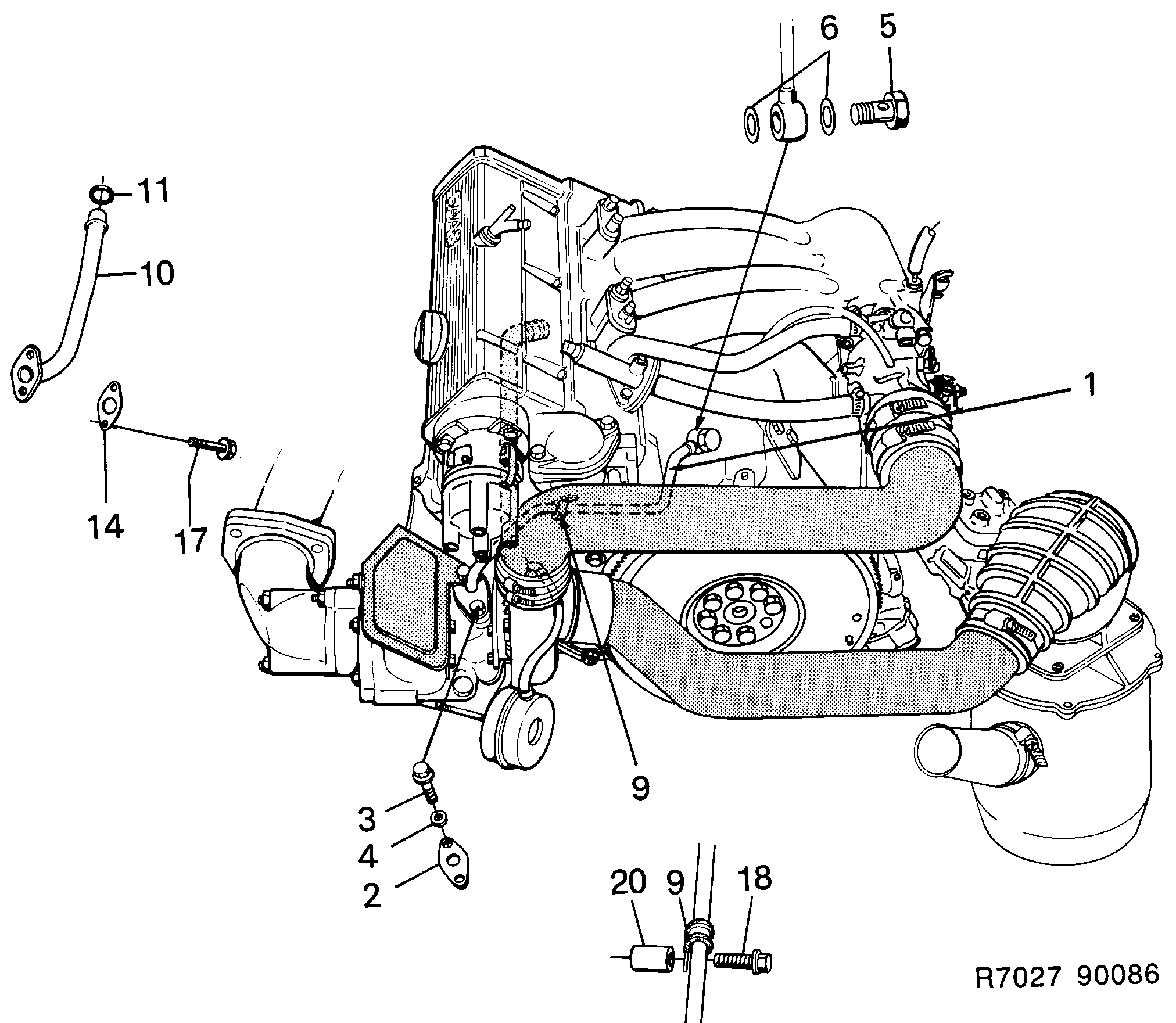 Saab 900 Oil pipe diagram