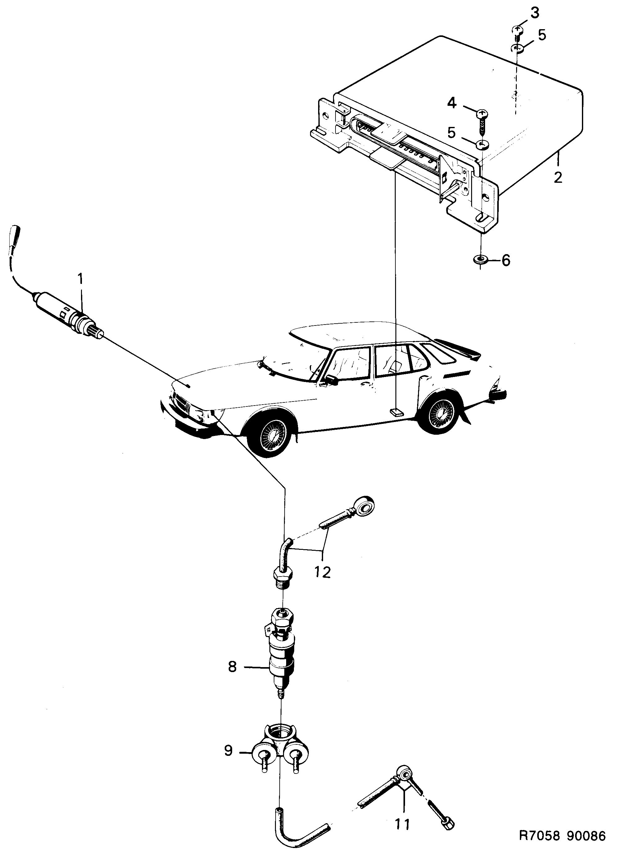 Saab 900 Lambda sonde system diagram