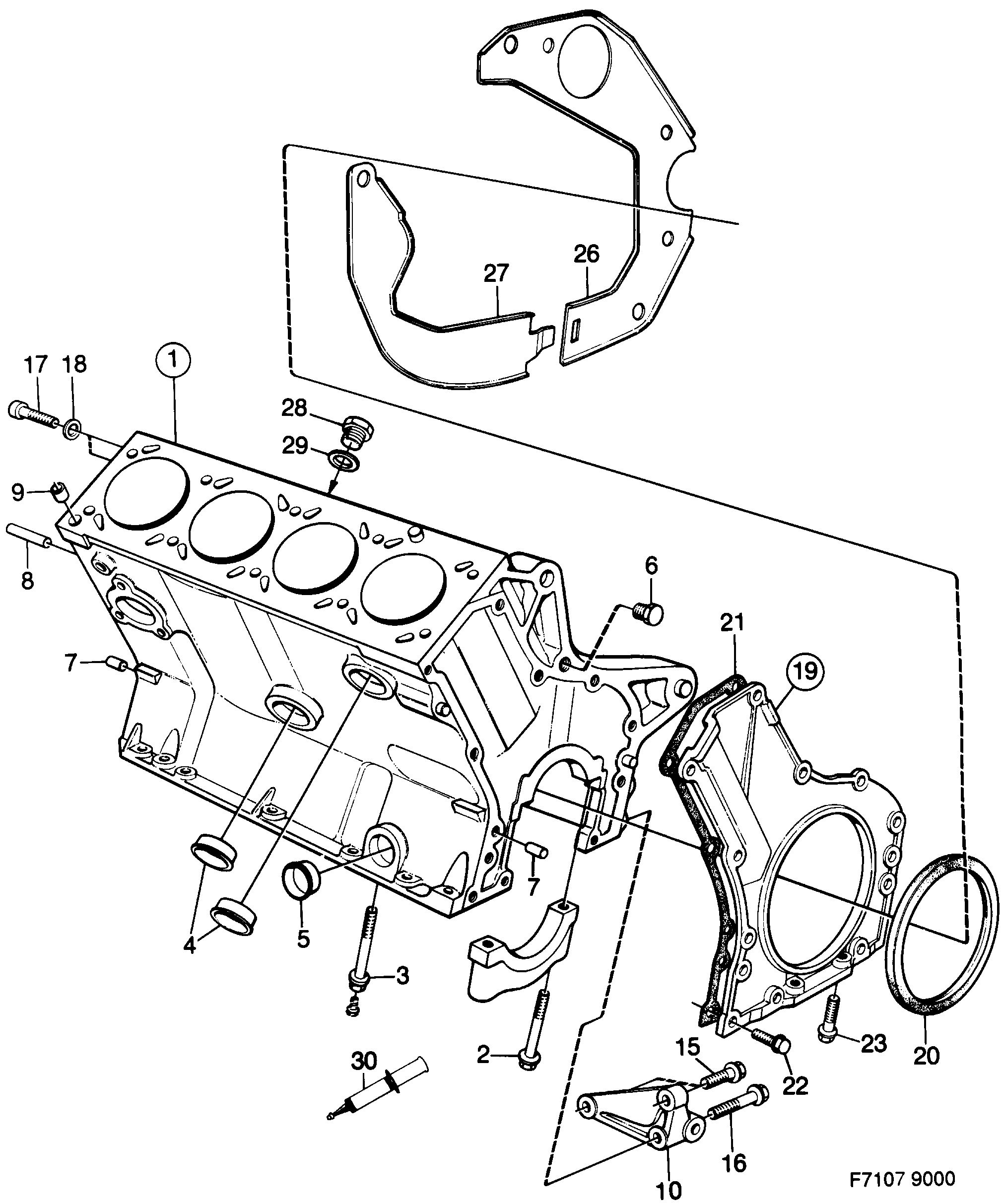 Saab 9000 Cylinder block diagram