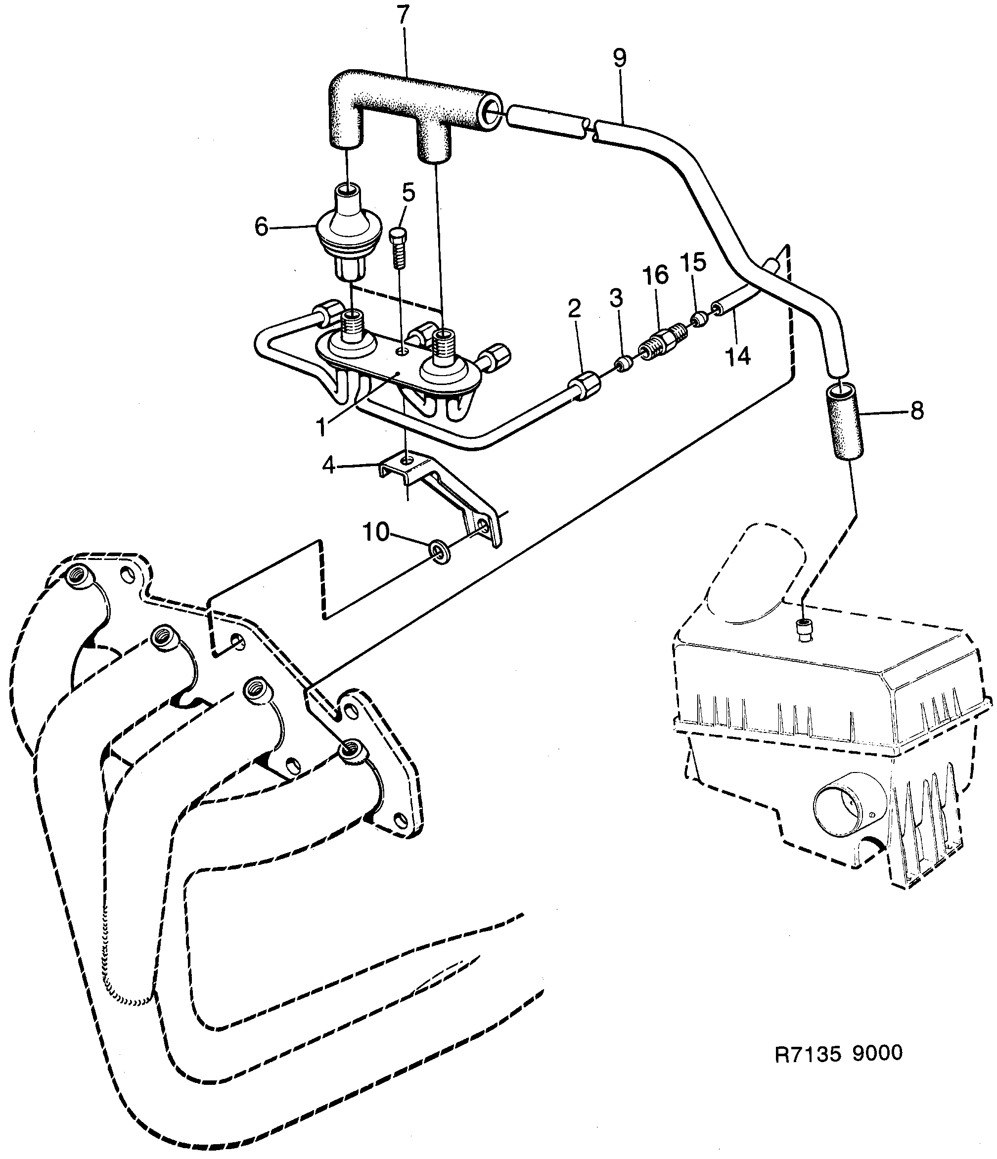 Saab 9000 Pulse-air system diagram
