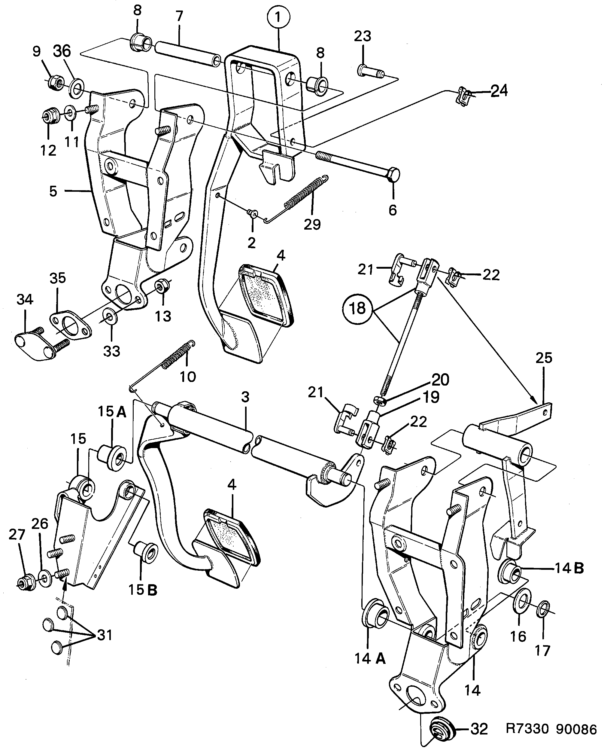 Saab 900 Brake operation diagram