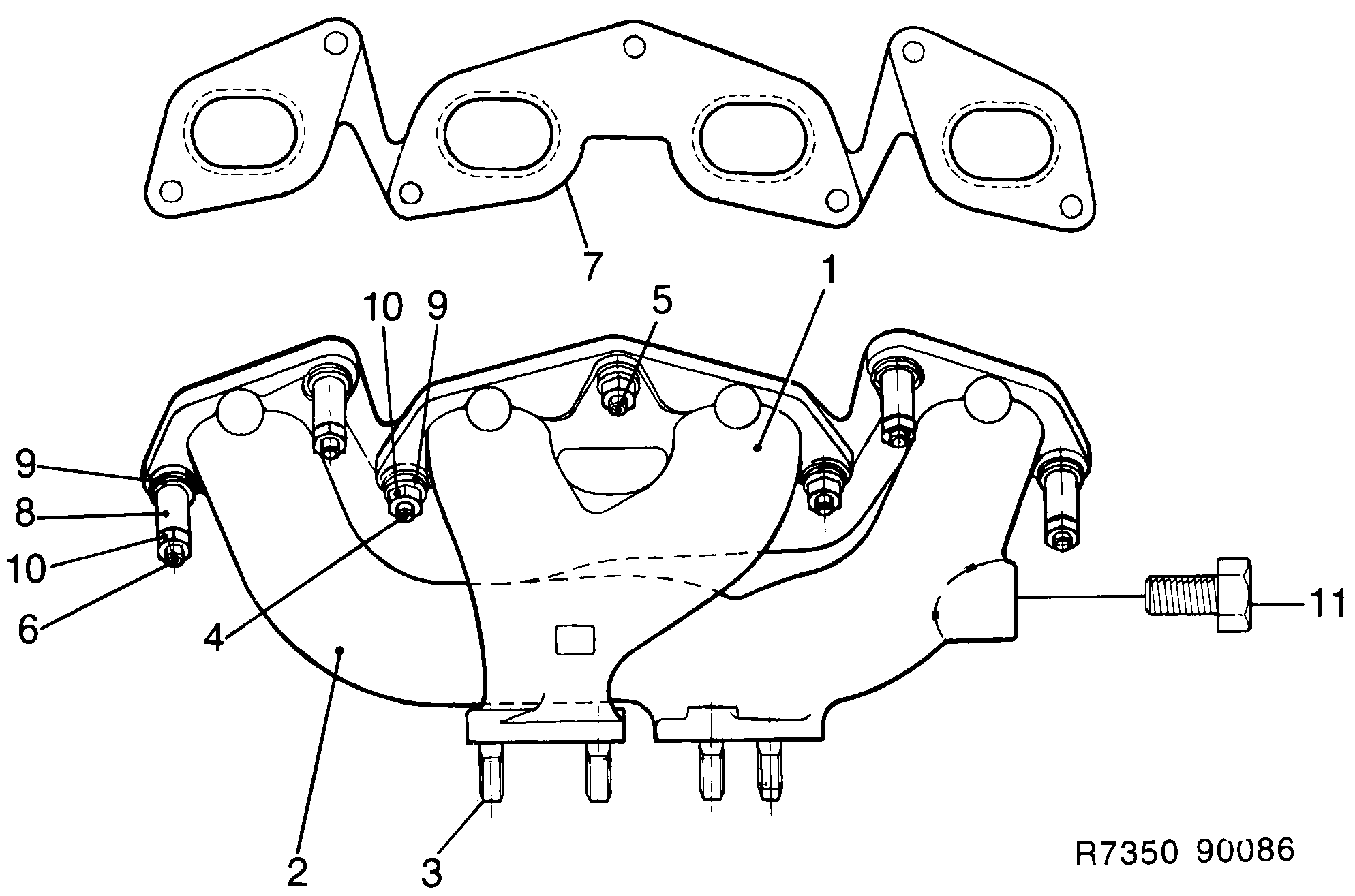 Saab 900 Exhaust manifold diagram