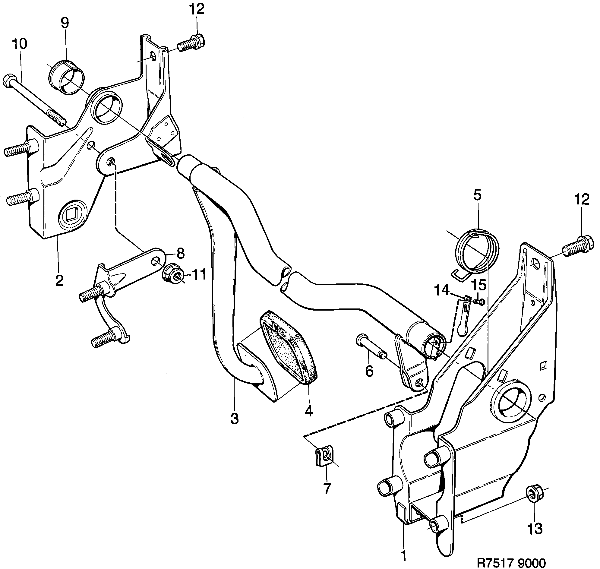Saab 9000 Brake operation diagram