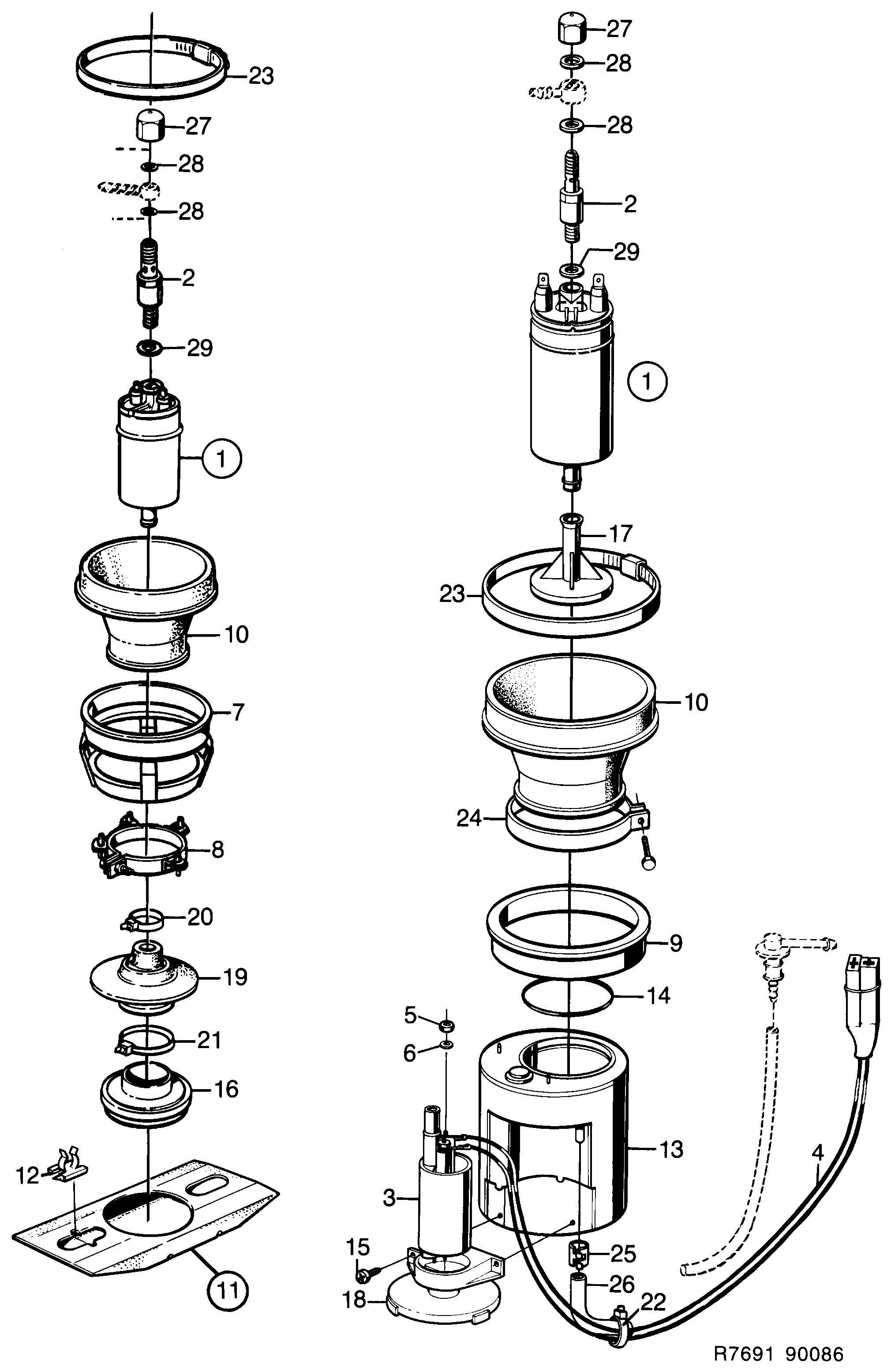 Saab 900 Fuel pump diagram
