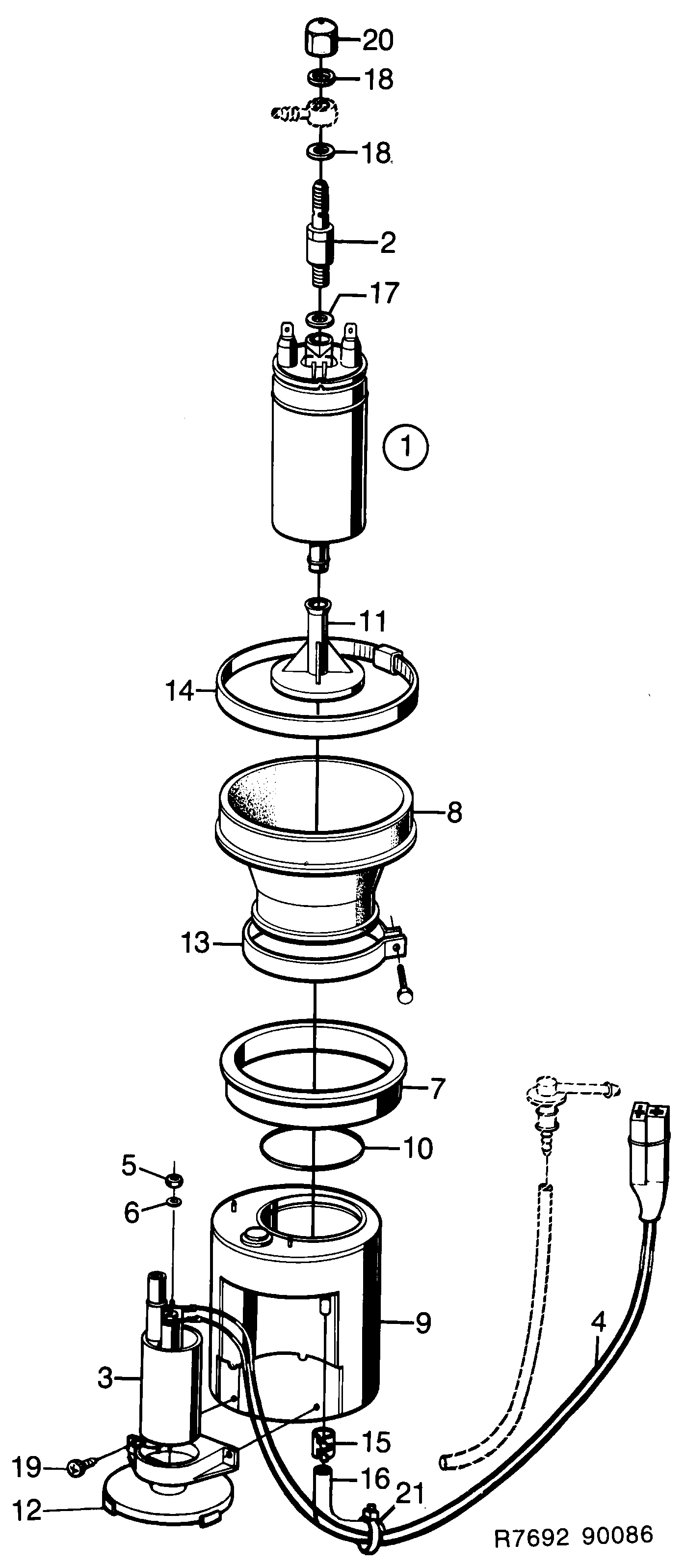 Saab 900 Fuel pump diagram