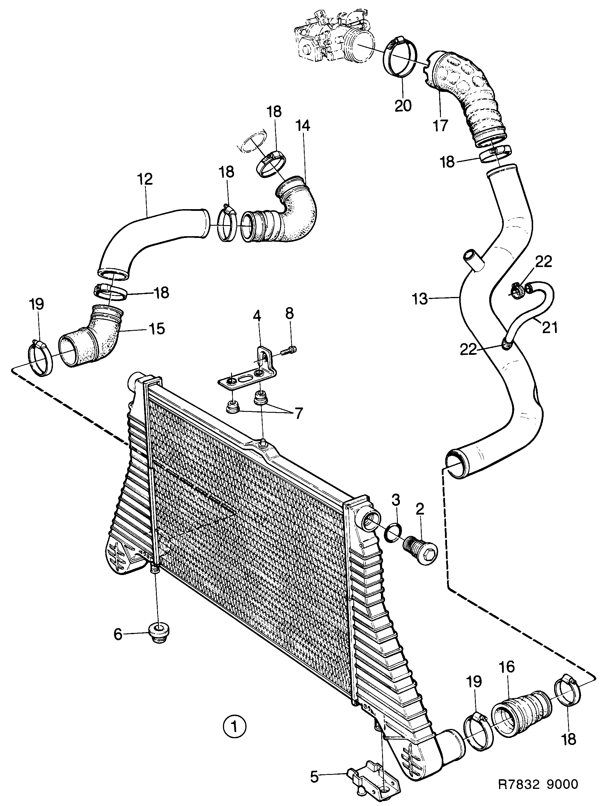 Saab 9000 Charge air cooler diagram