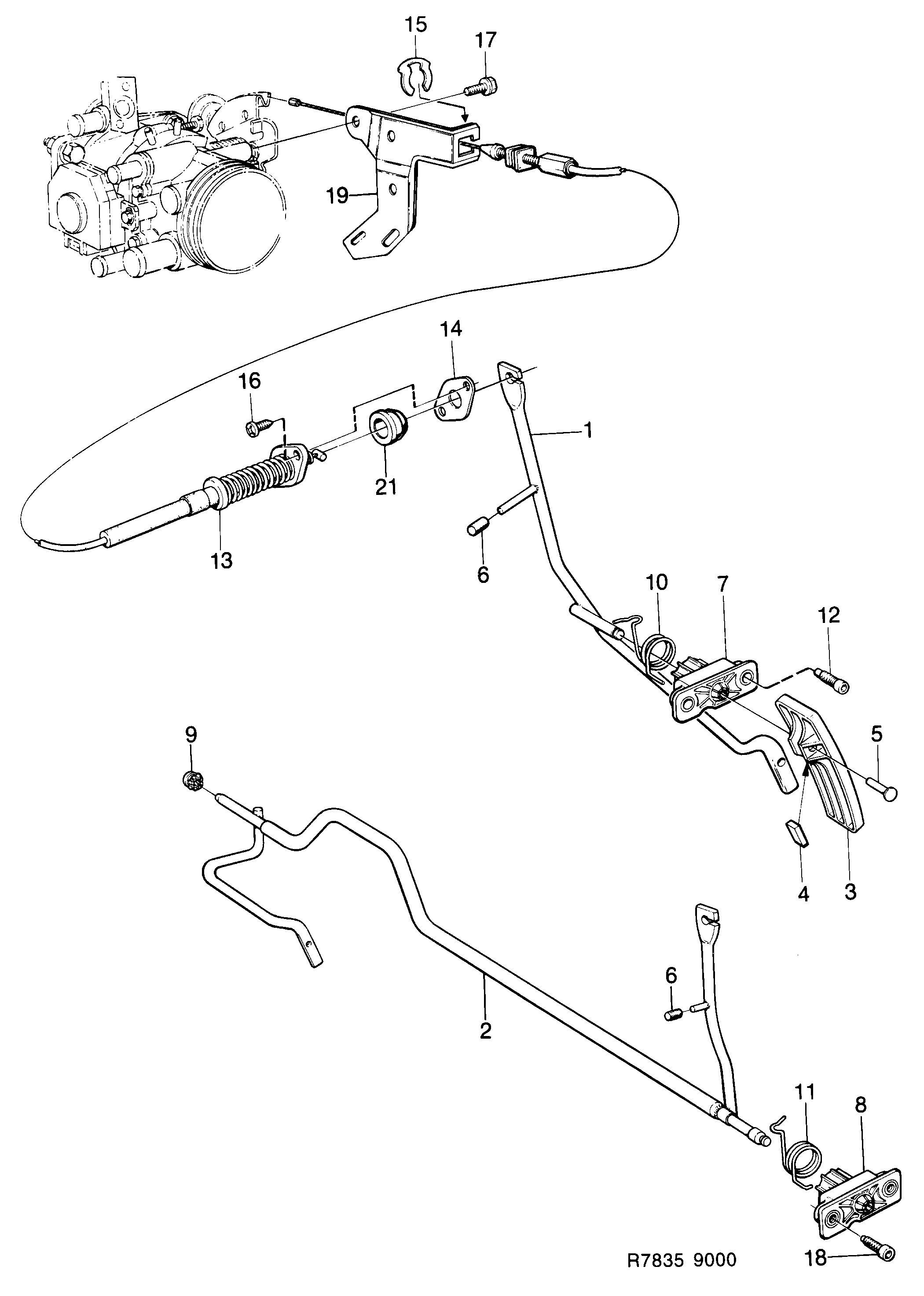 Saab 9000 Accelerator control diagram