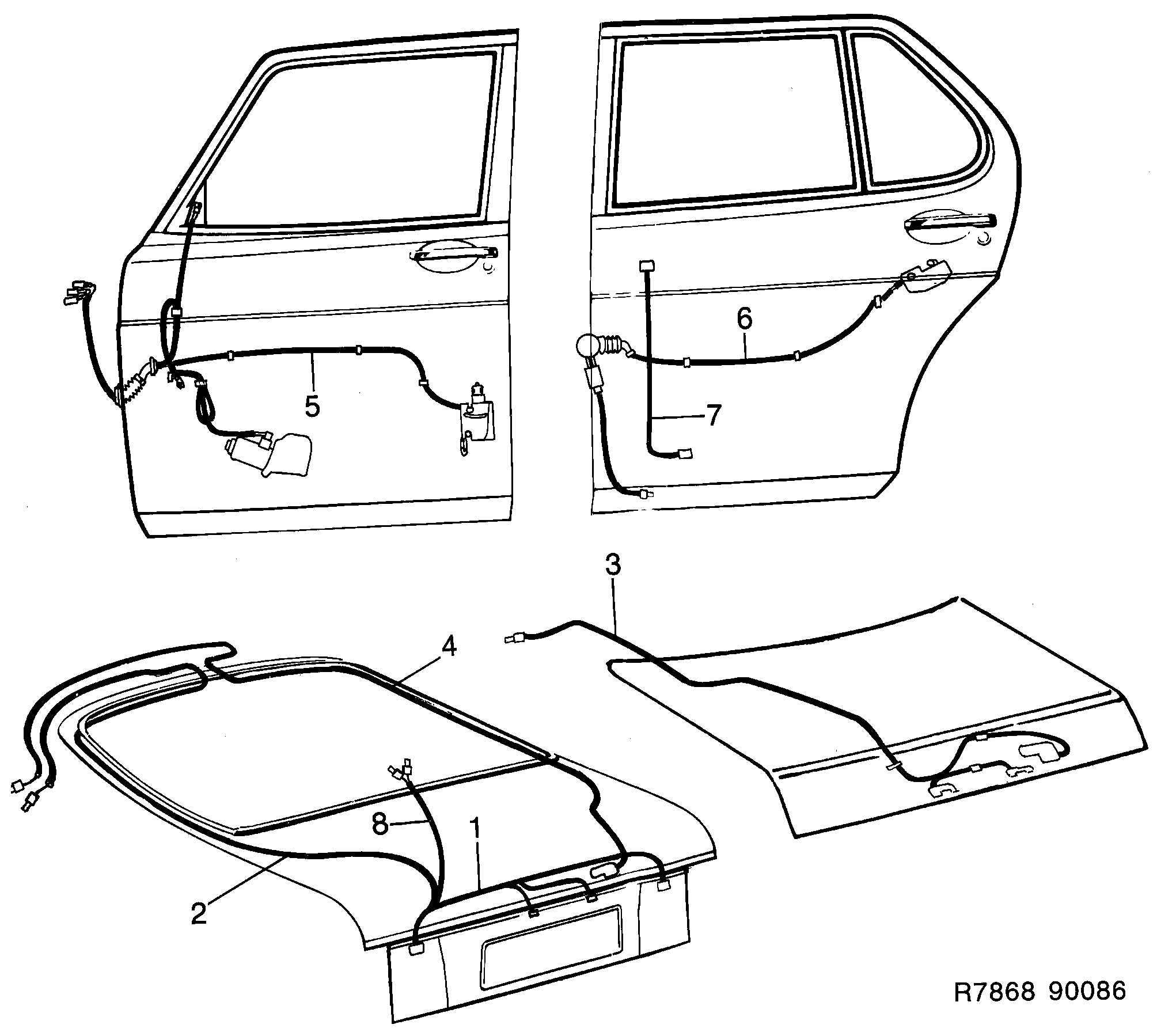 Saab 900 Doors diagram