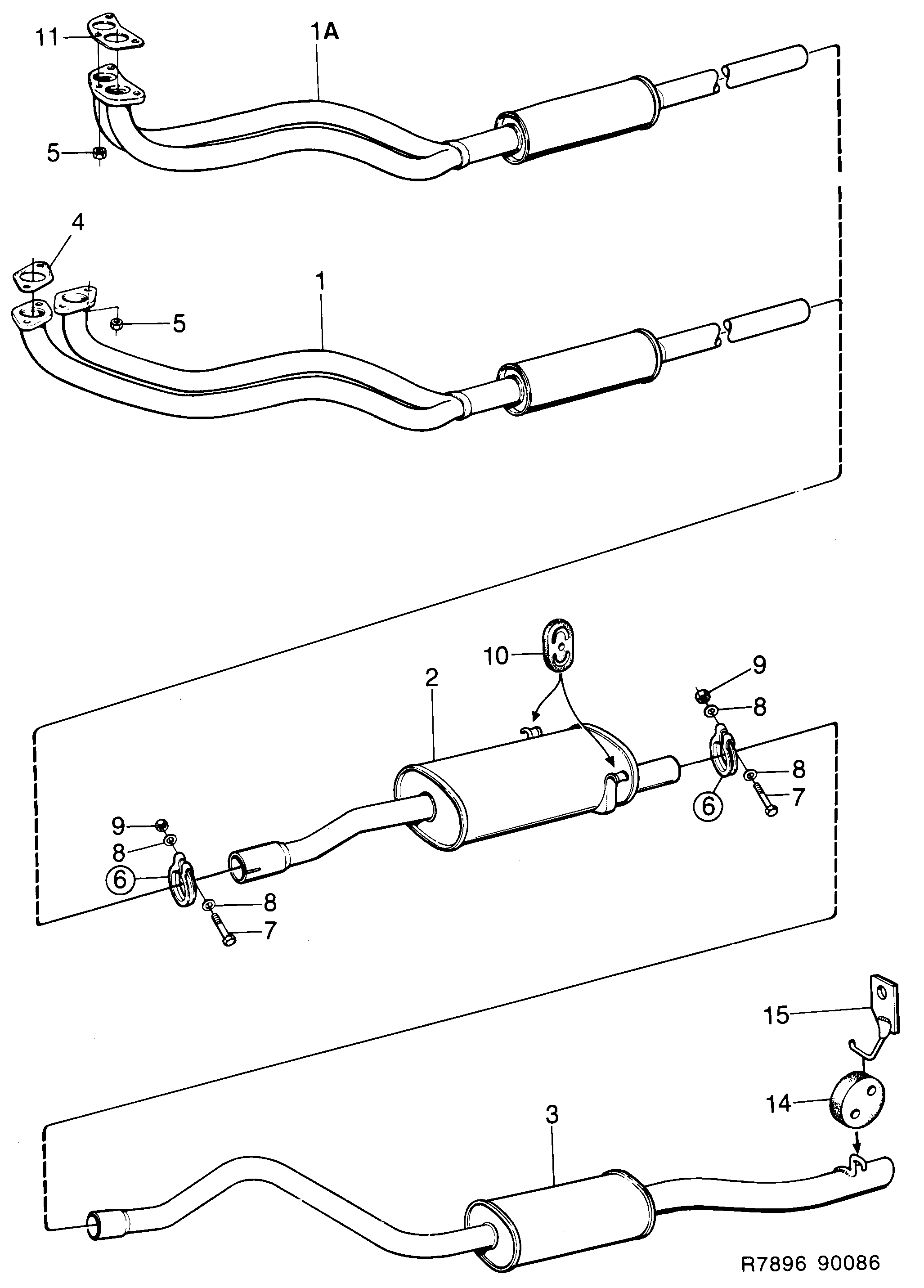 Saab 900 Exhaust system diagram