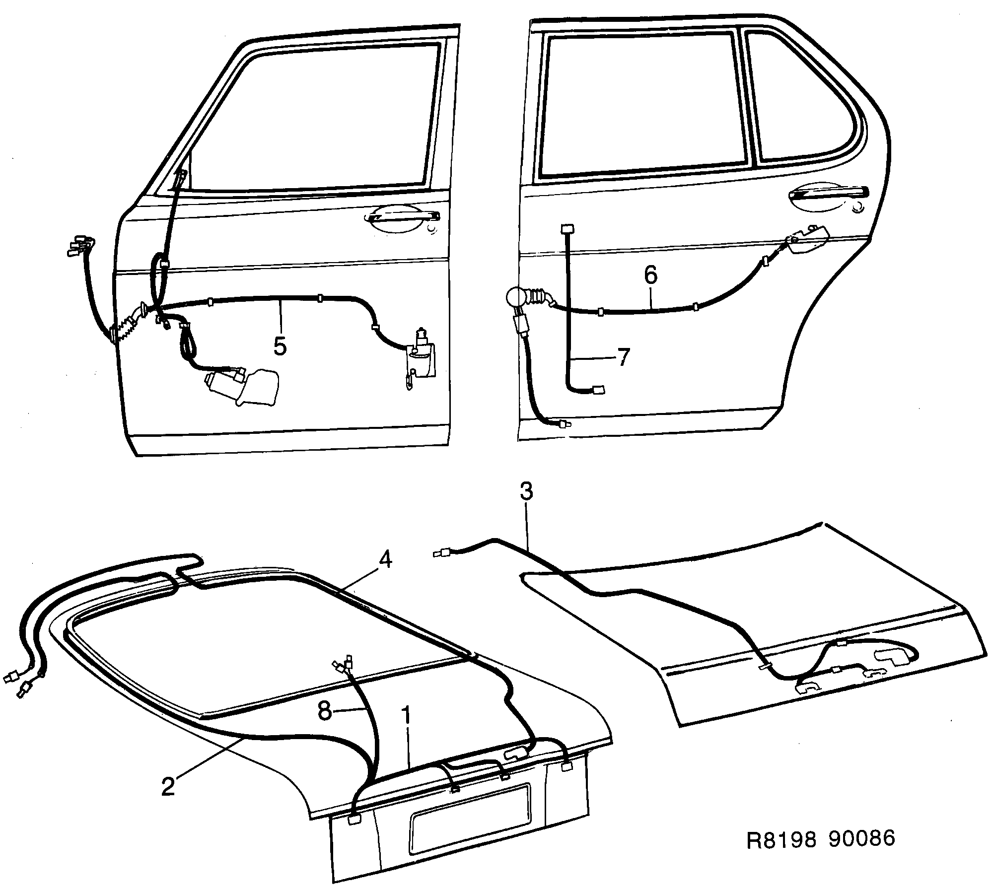 Saab 900 Doors diagram