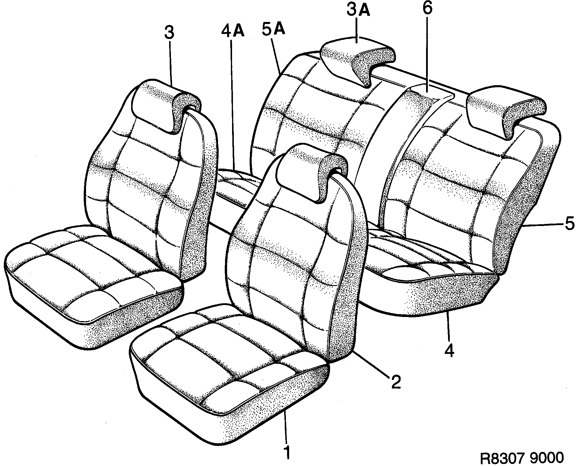 Saab 9000 Covers Block pattern diagram