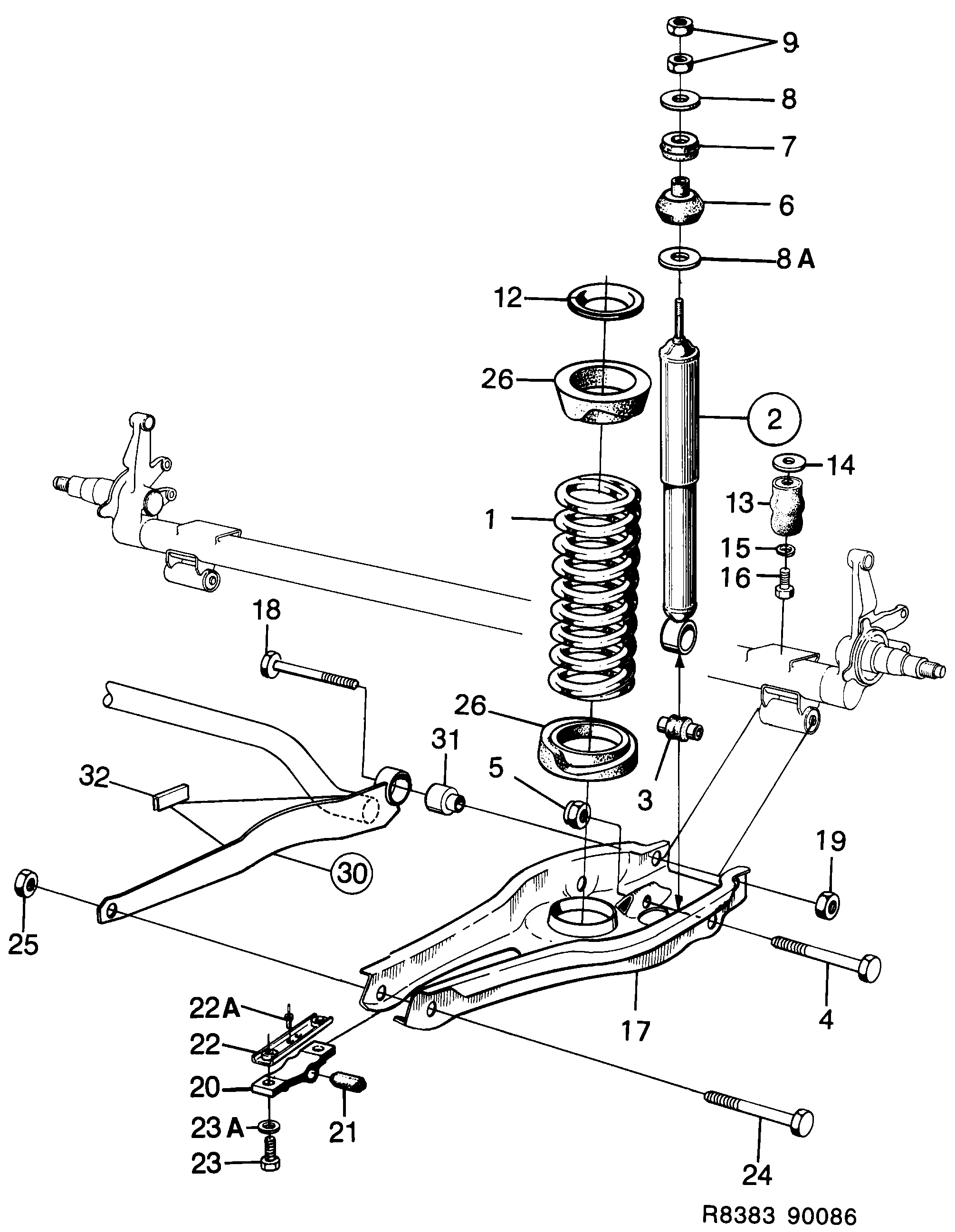 Saab 900 Rear suspension diagram