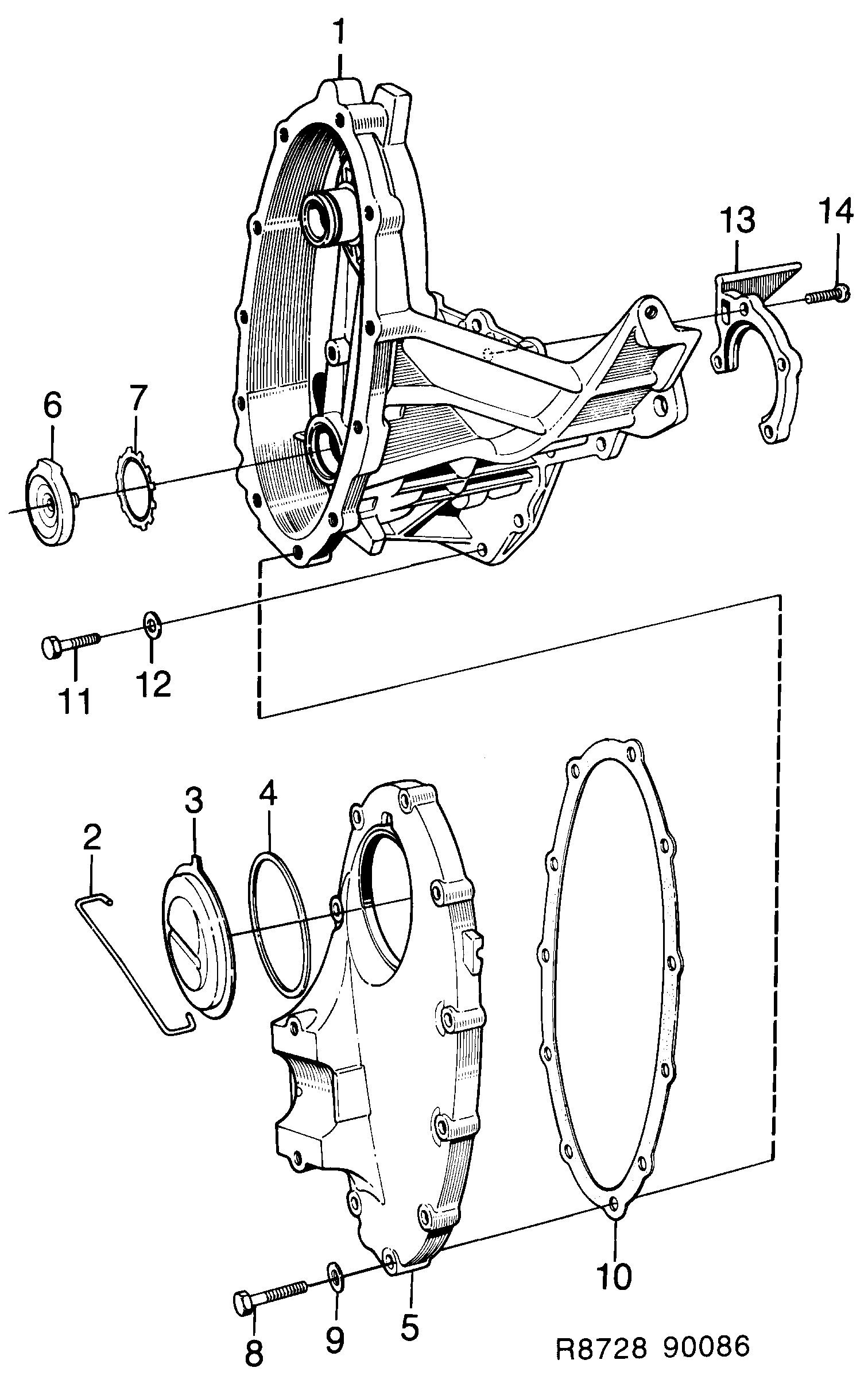 Saab 900 Primary gear case -1988 diagram