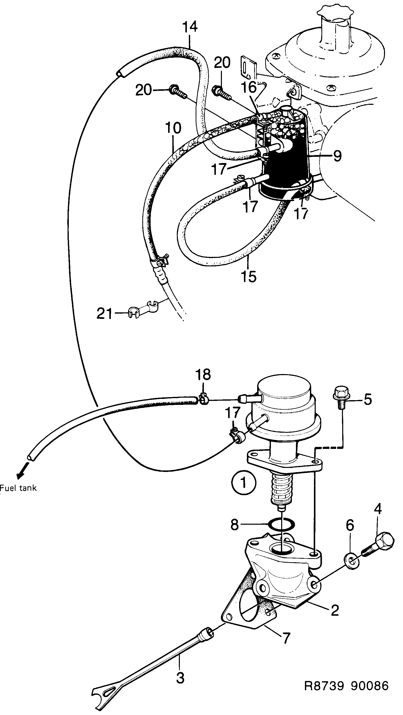 Saab 900 Fuel pump carburettor engine diagram