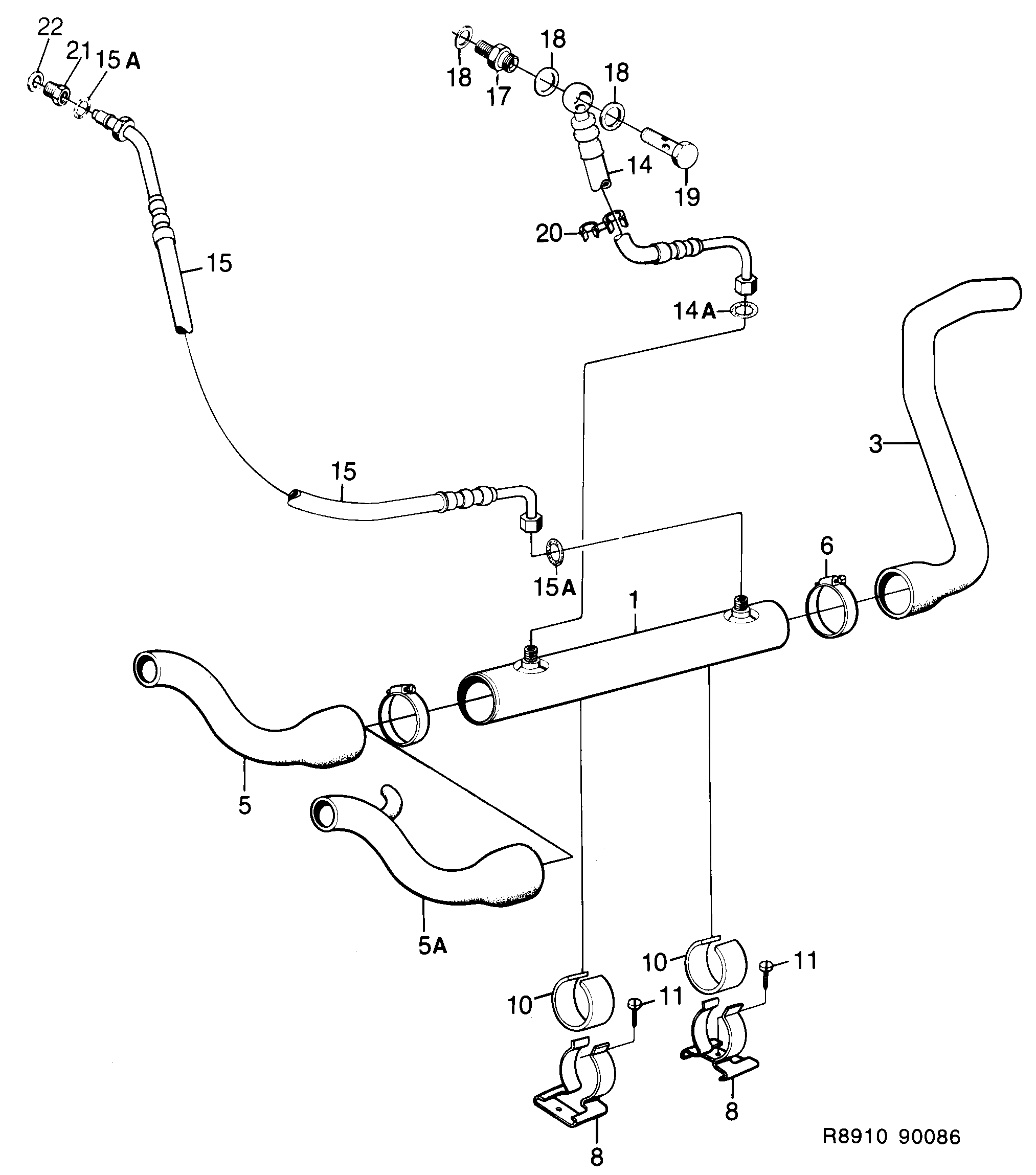 Saab 900 Coolant oil cooler Automatic transmission diagram