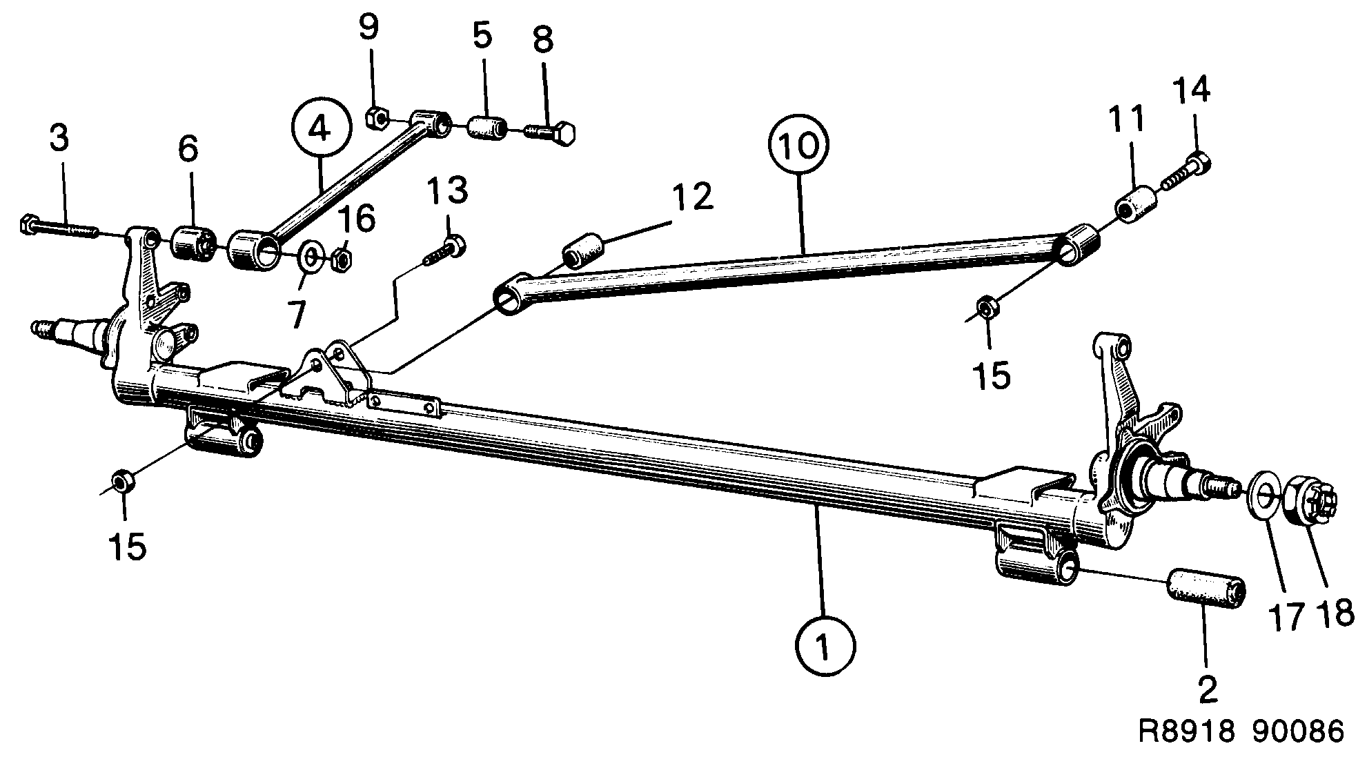 Saab 900 Rear axle diagram