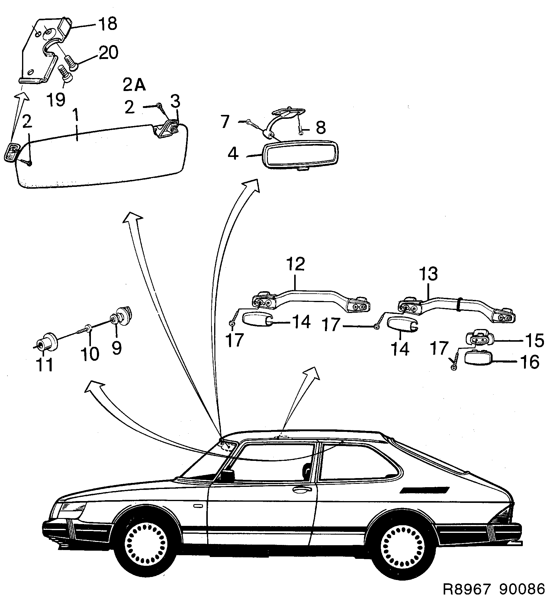 Saab 900 Other interior equipment diagram