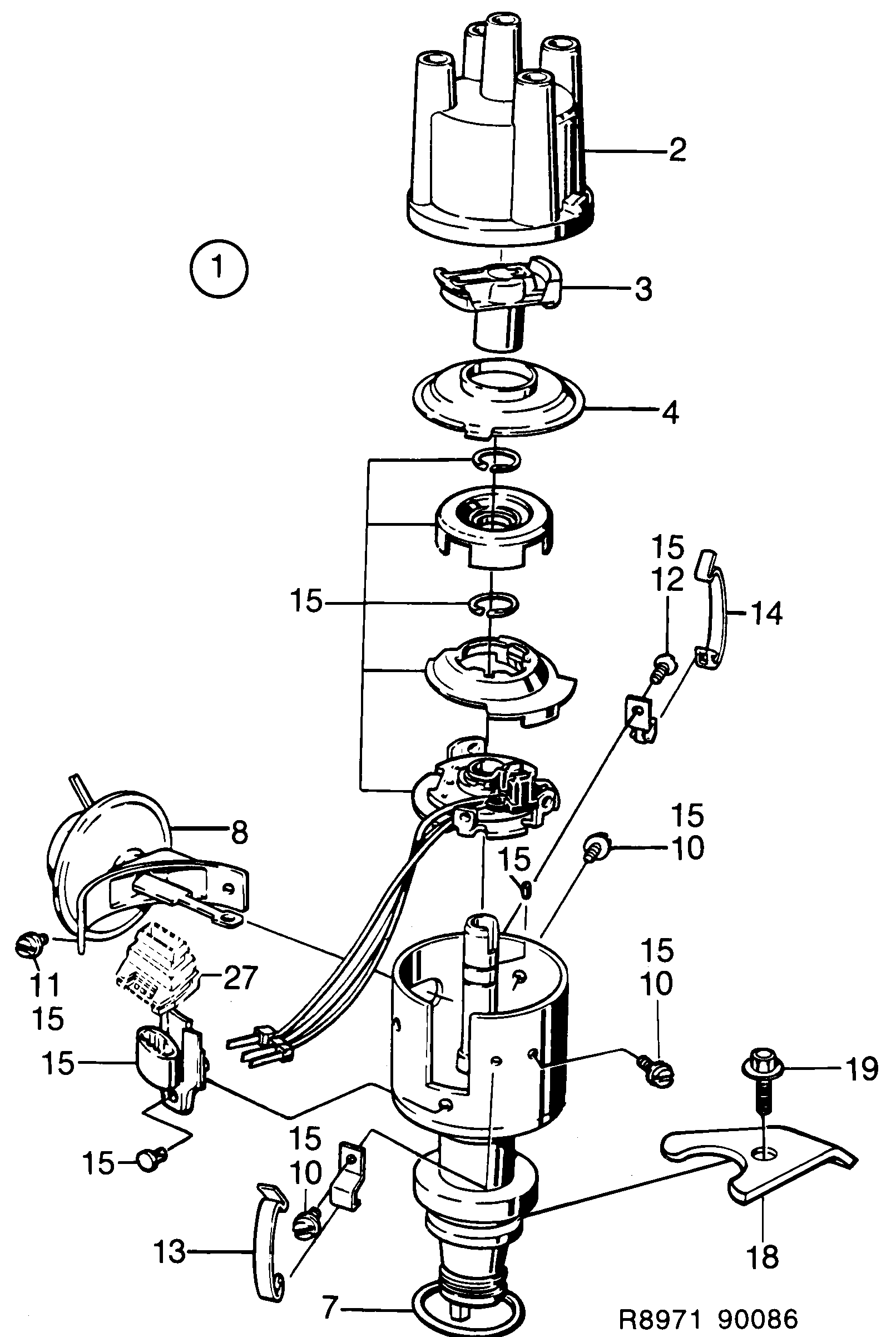 Saab 900 Ignition distributor diagram