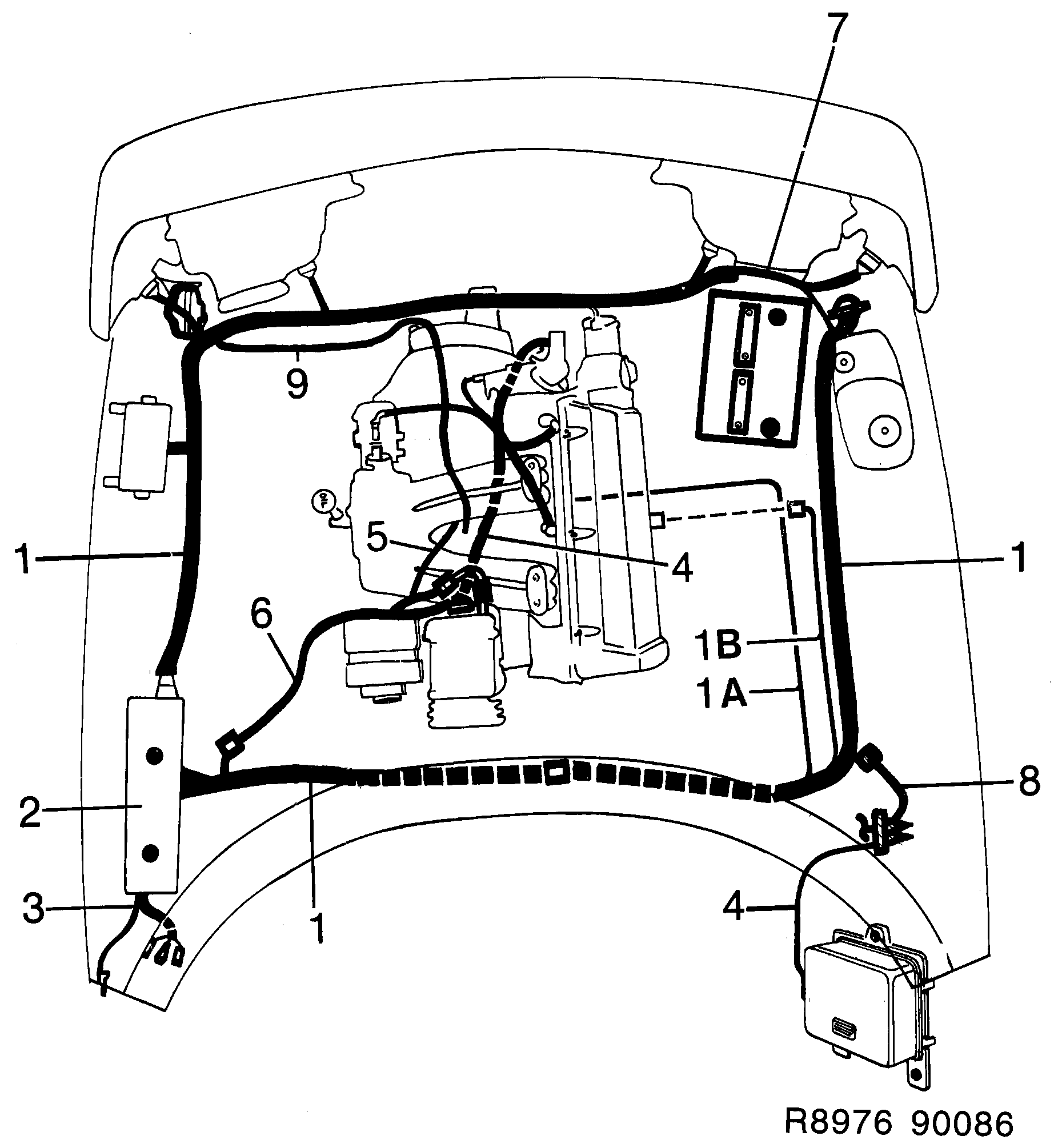 Saab 900 Front and engine diagram