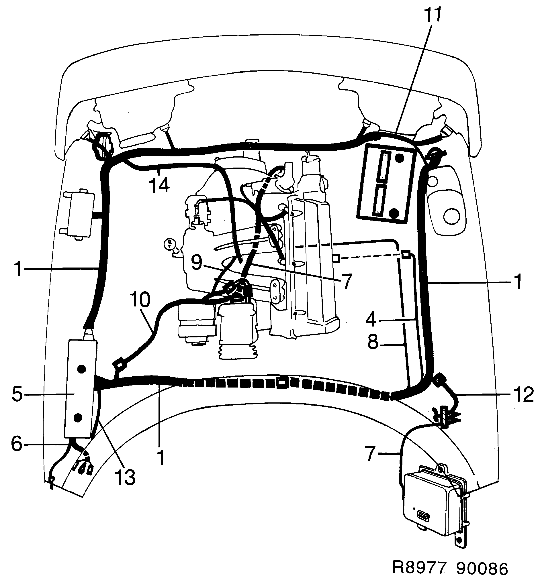 Saab 900 Front and engine diagram