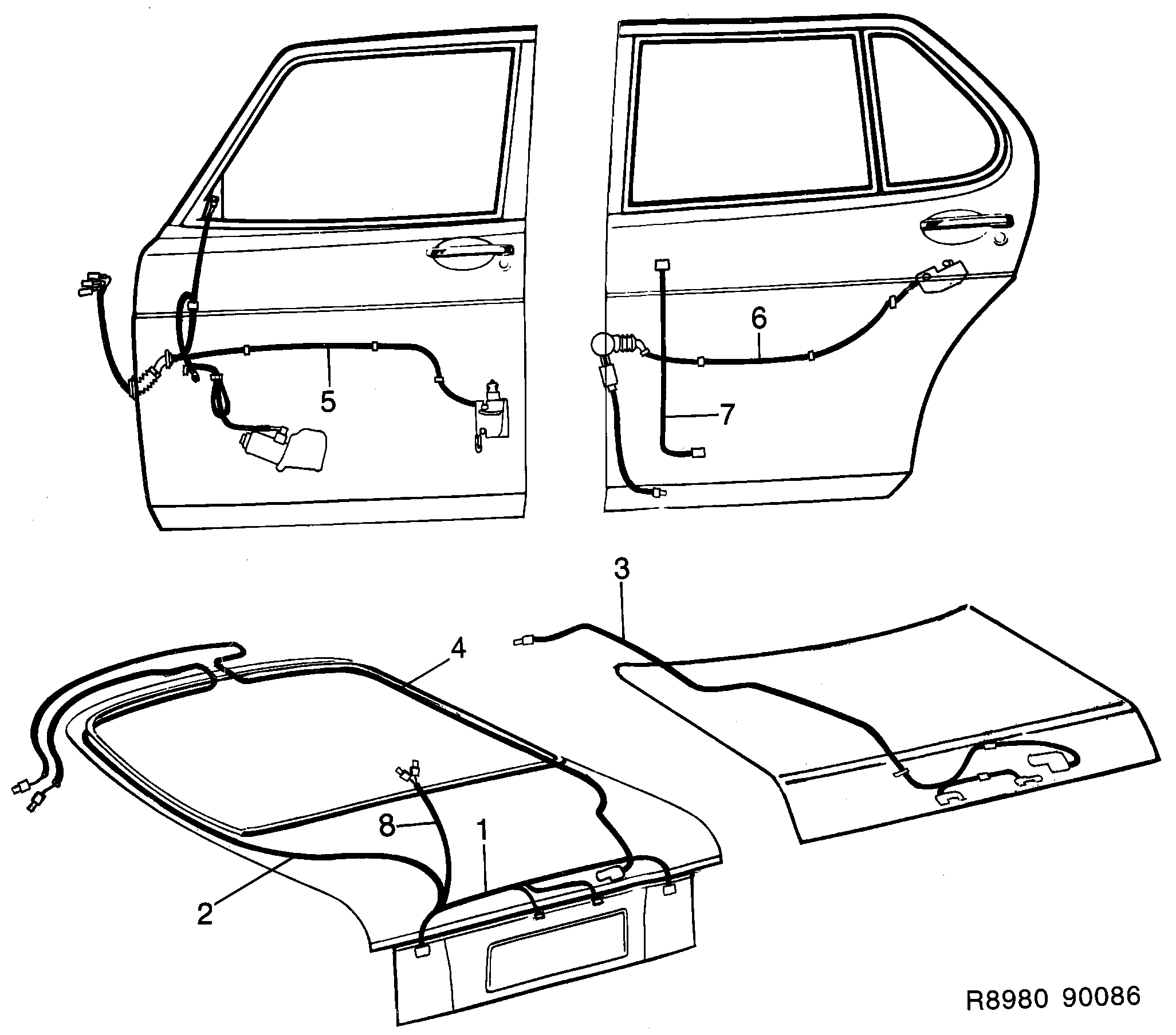 Saab 900 Doors diagram