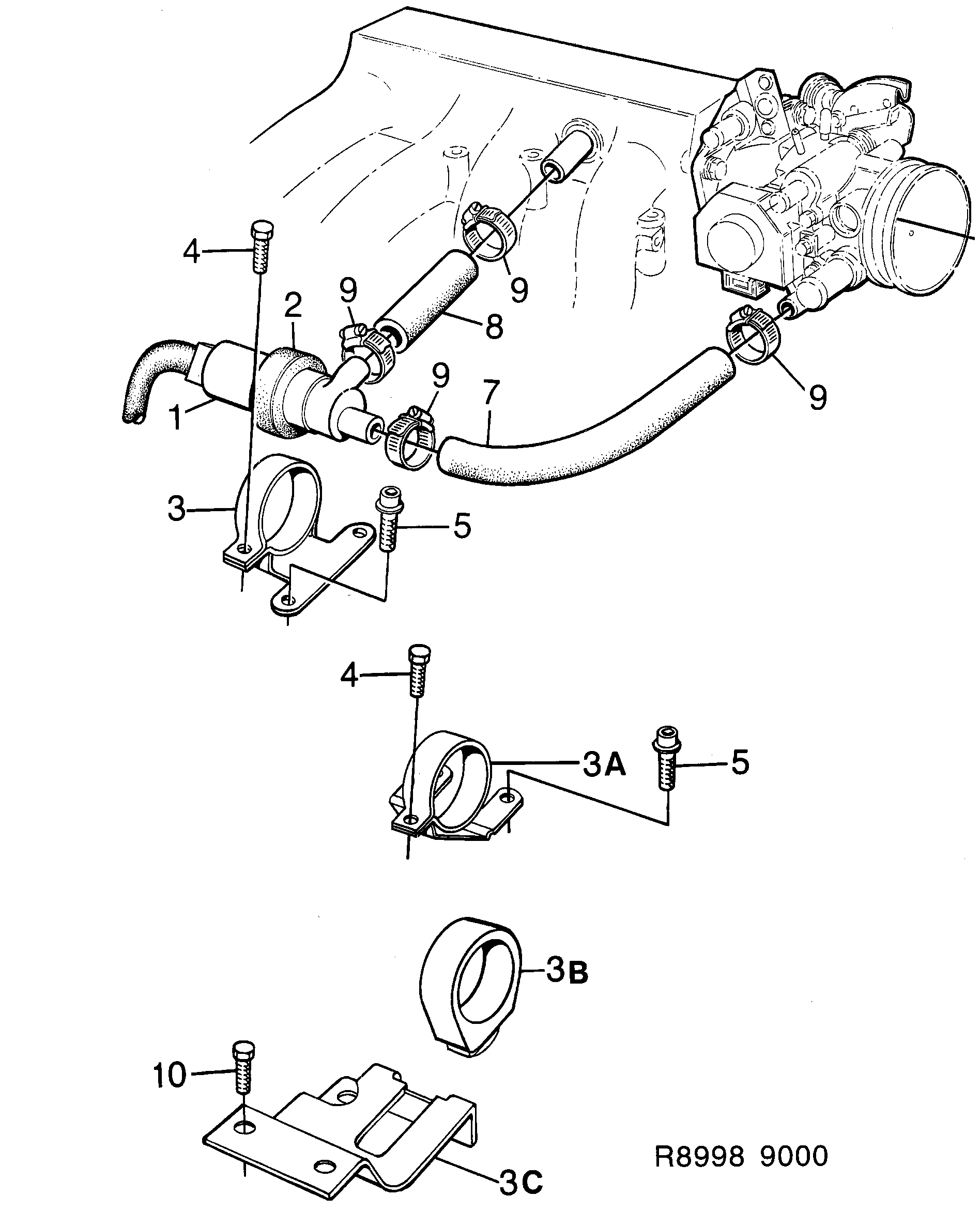 Saab 9000 Automatic idling speed Control diagram