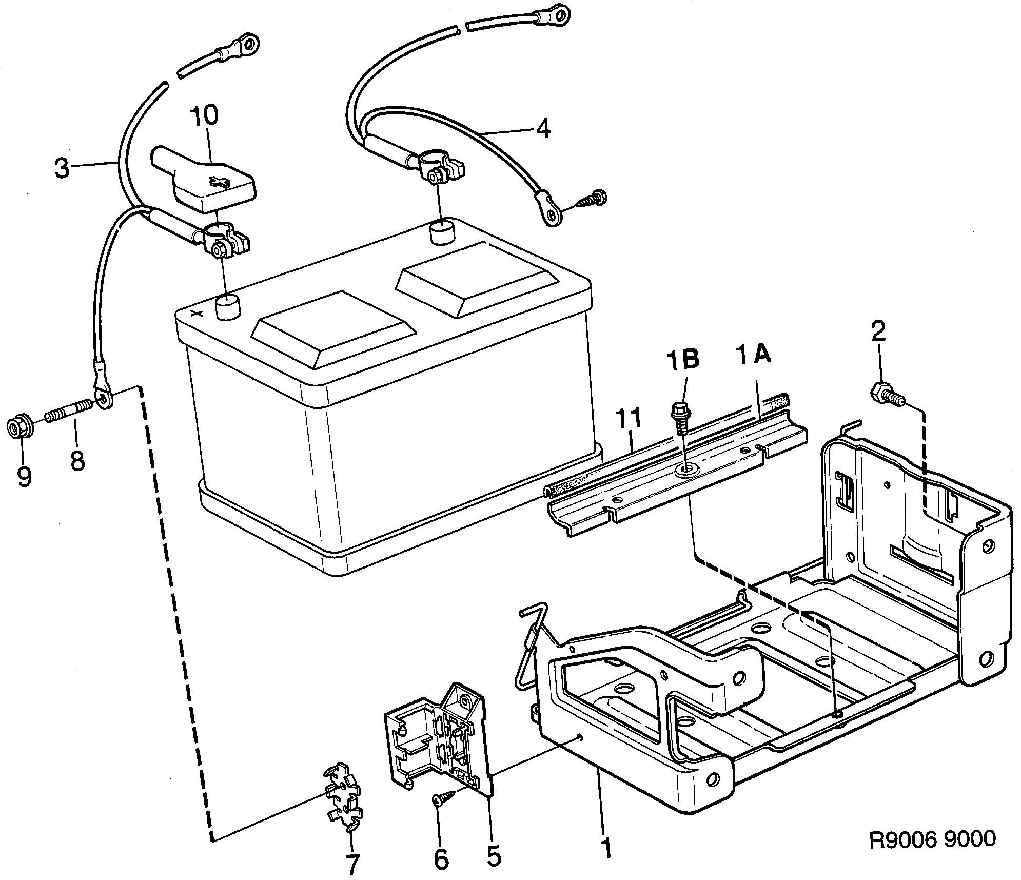 Saab 9000 Battery diagram