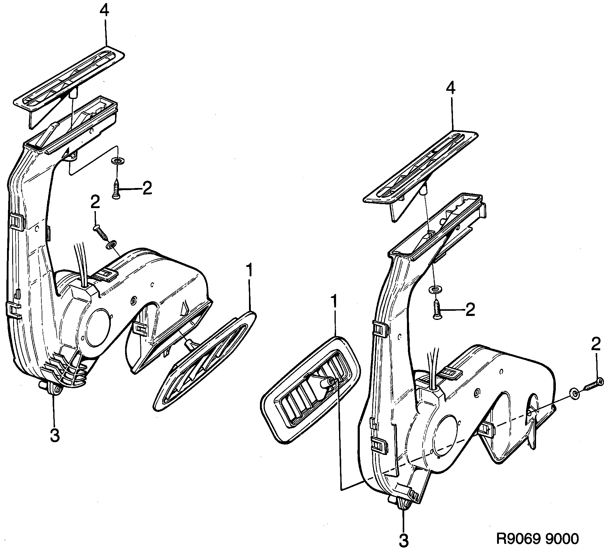 Saab 9000 Door fan diagram