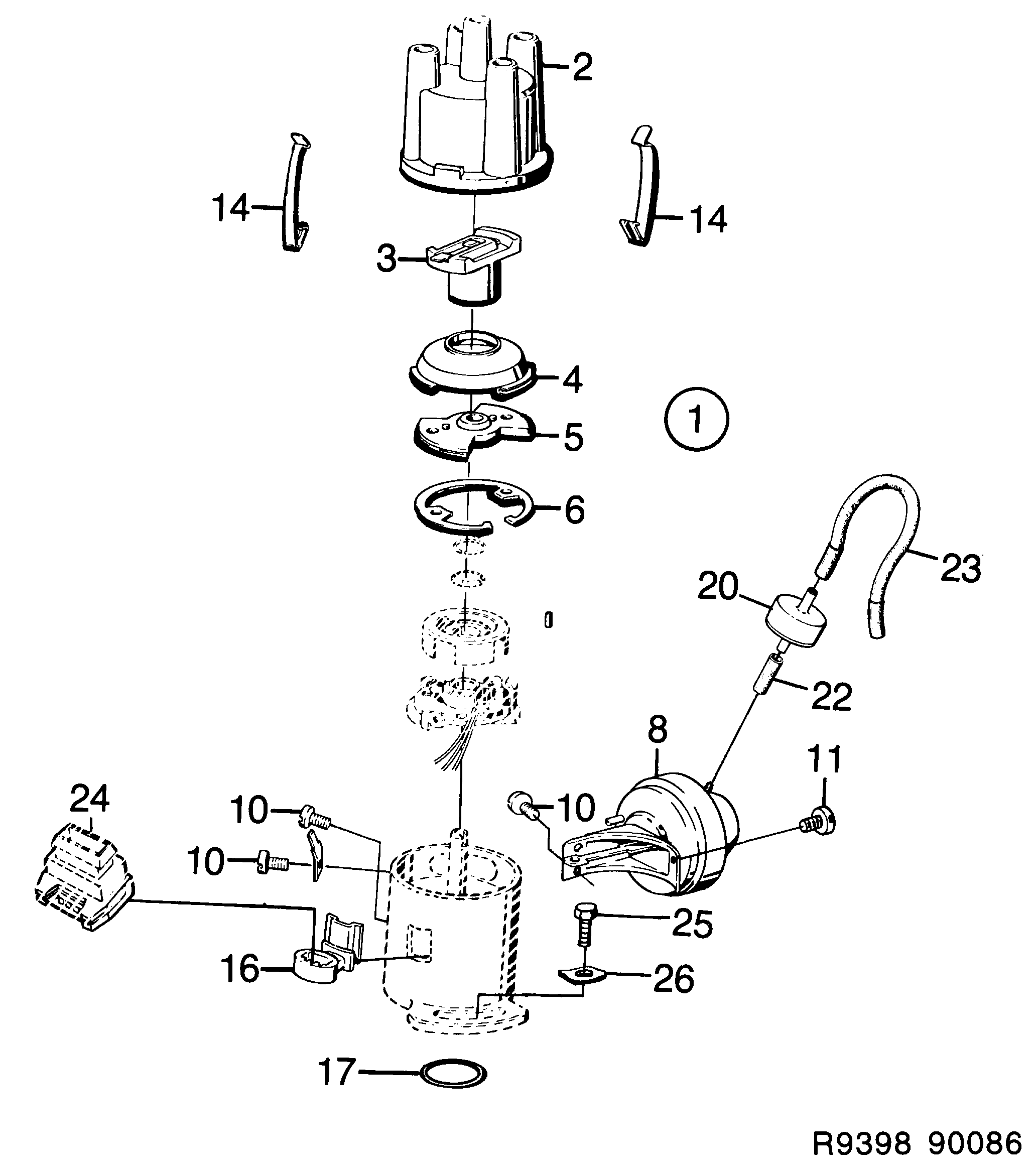 Saab 900 Ignition distributor diagram