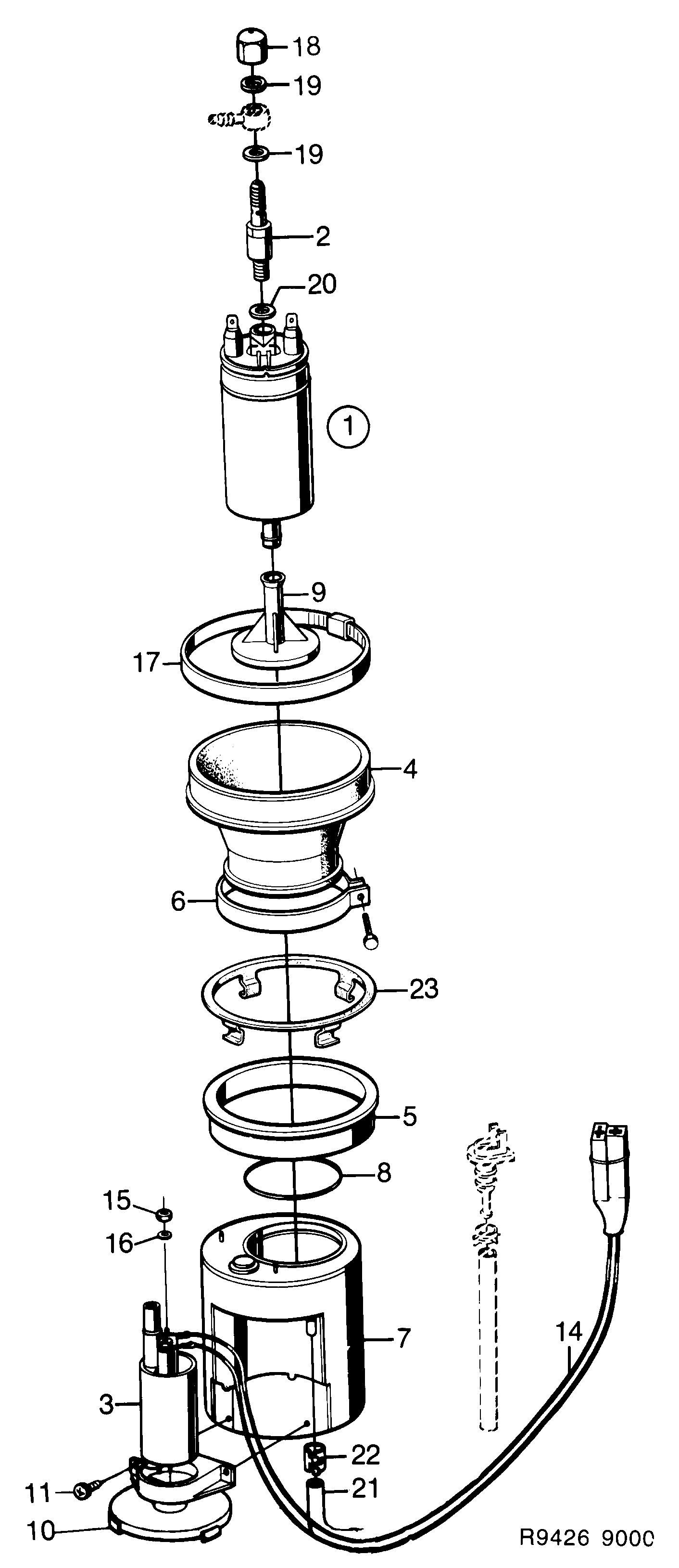 Saab 9000 Fuel pump diagram