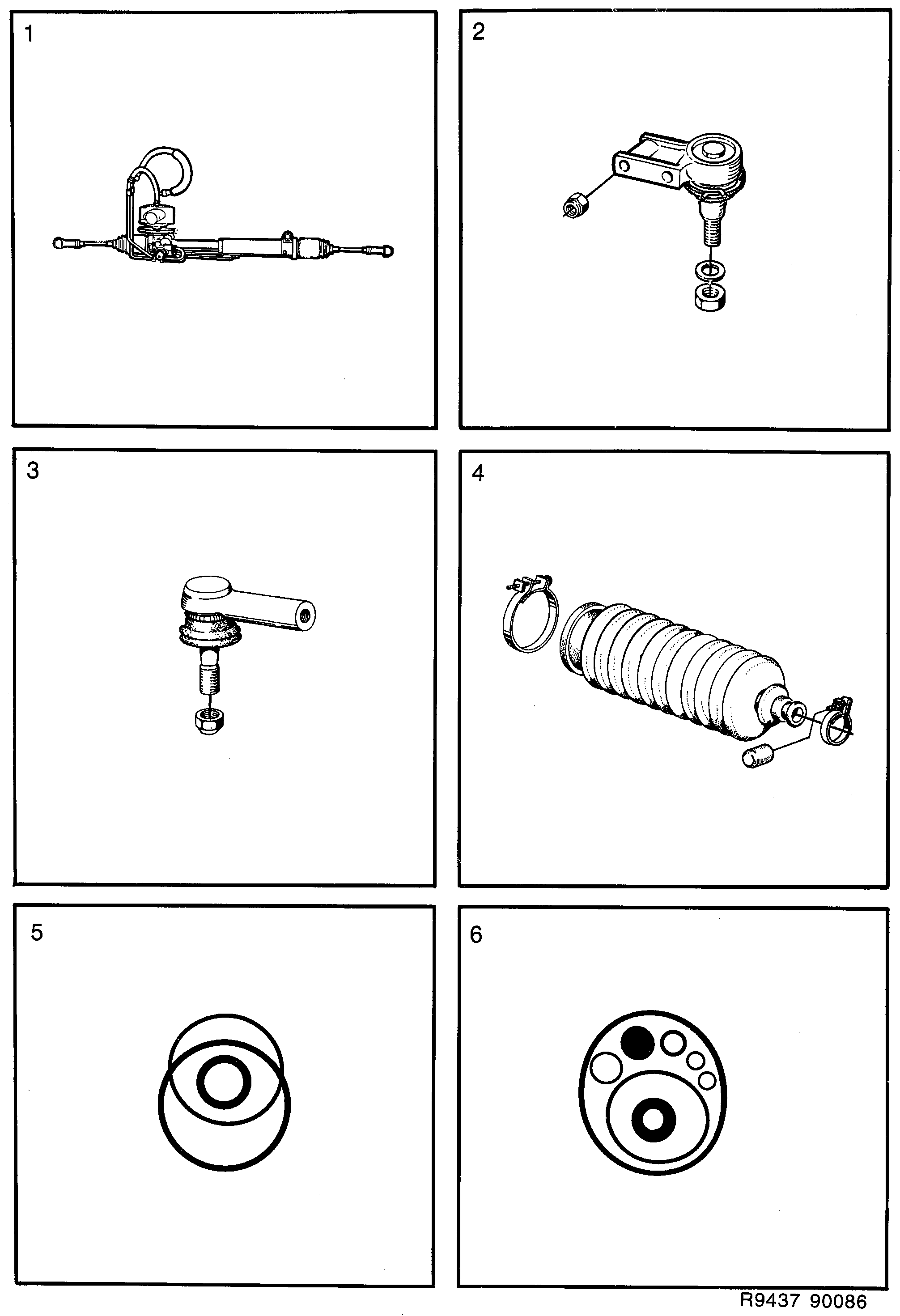 Saab 900 Front end Steering device diagram
