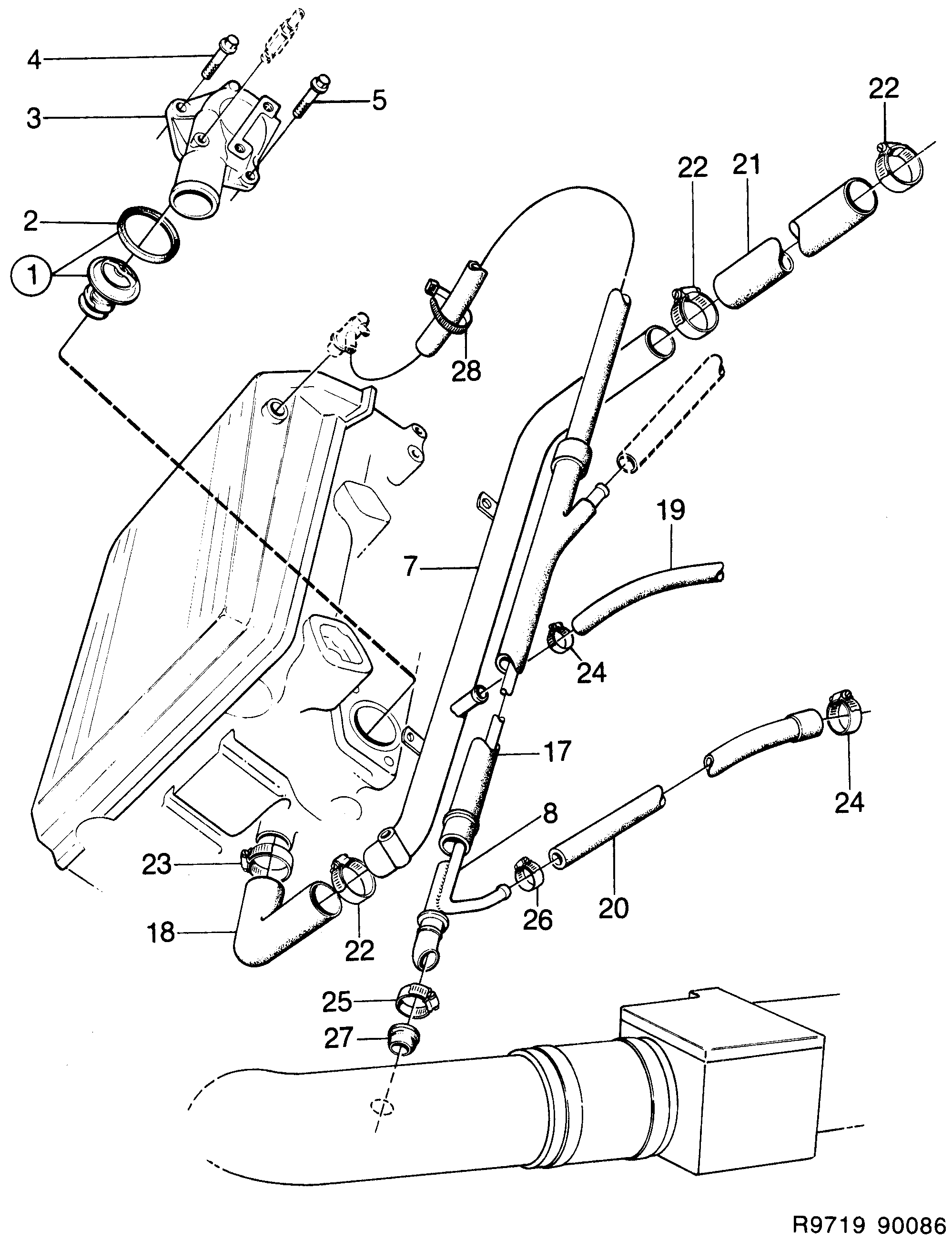 Saab 900 Thermostat, etc diagram