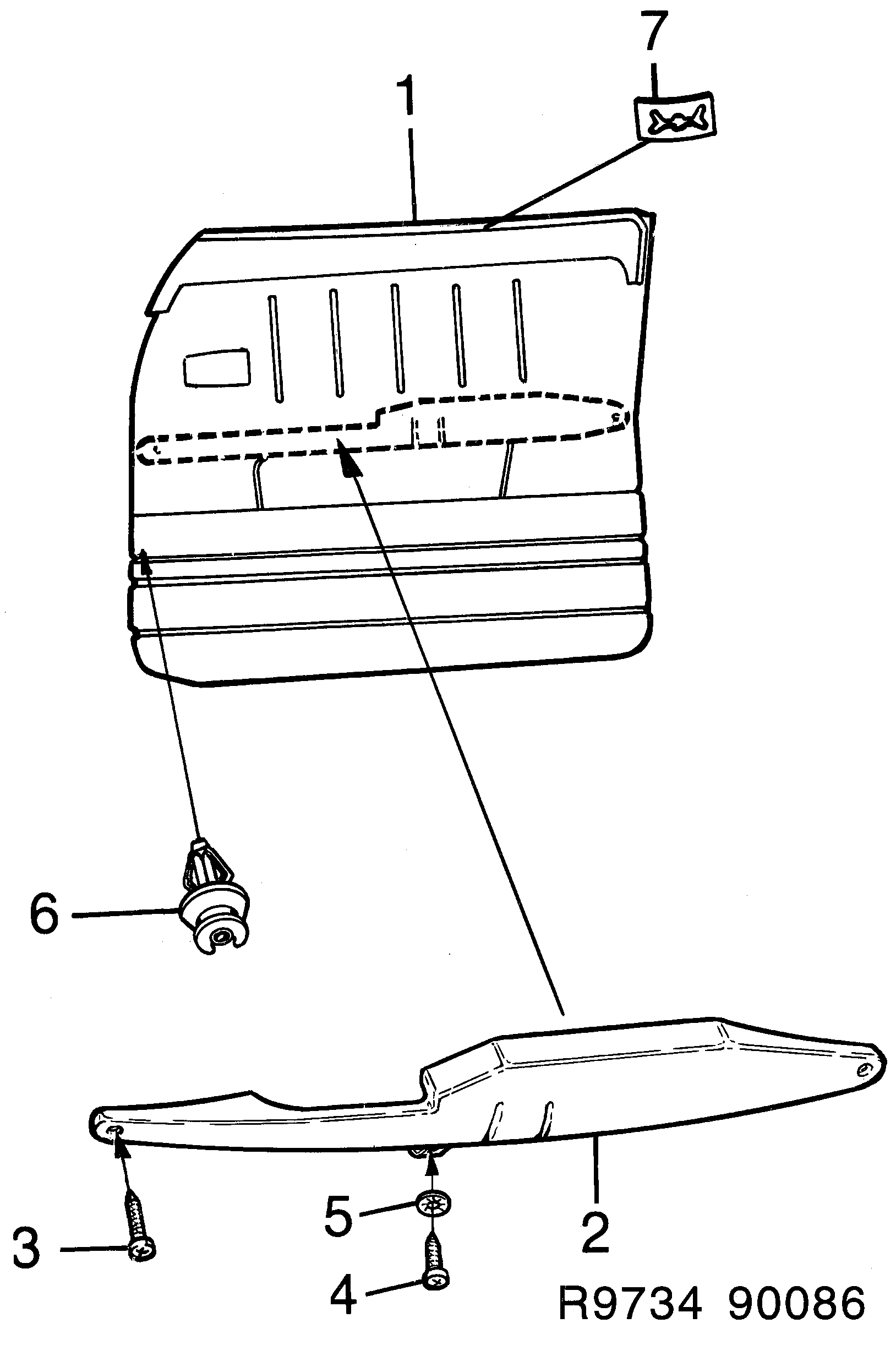 Saab 900 Door panel Front diagram