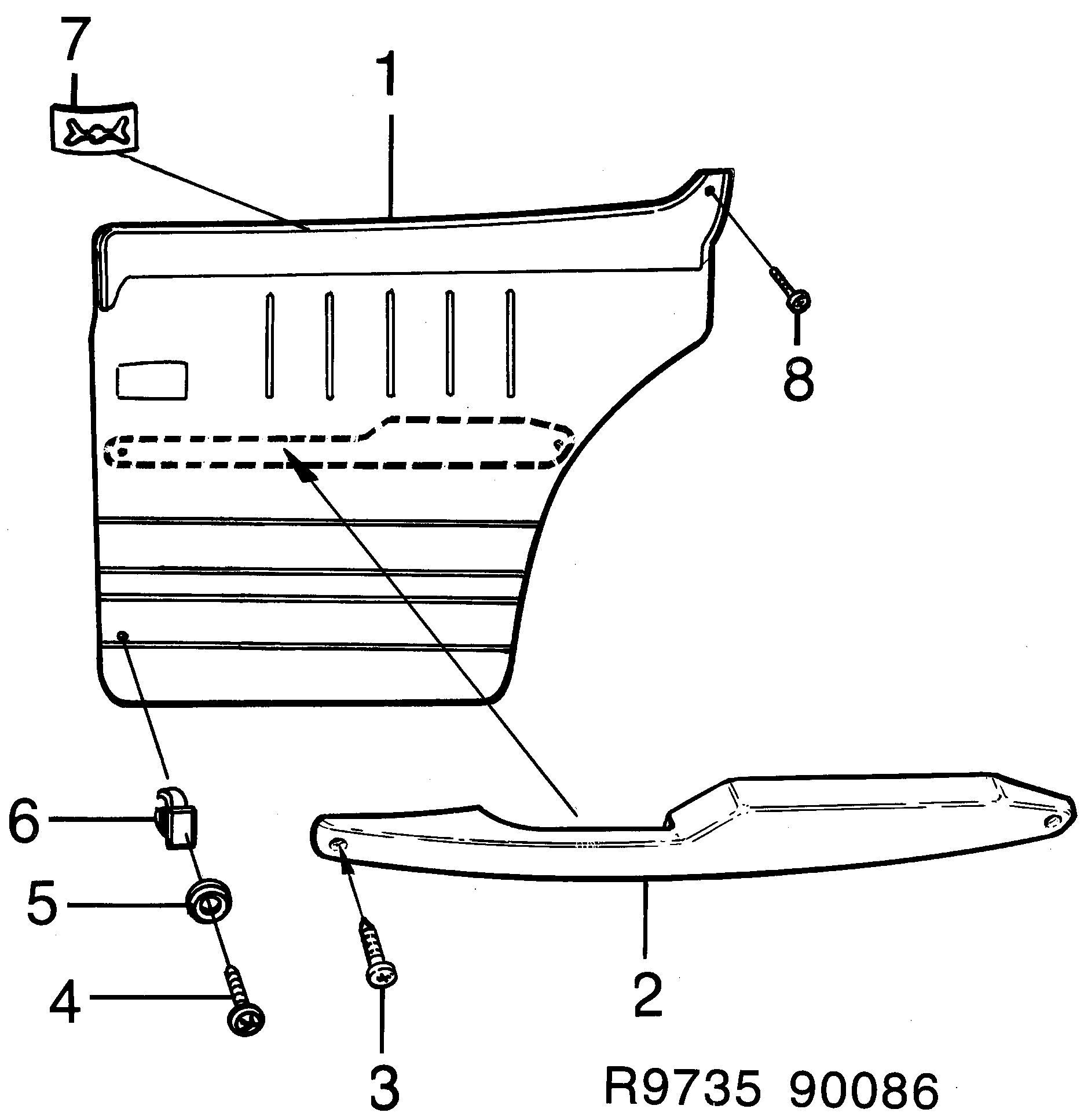 Saab 900 Door panel Rear diagram
