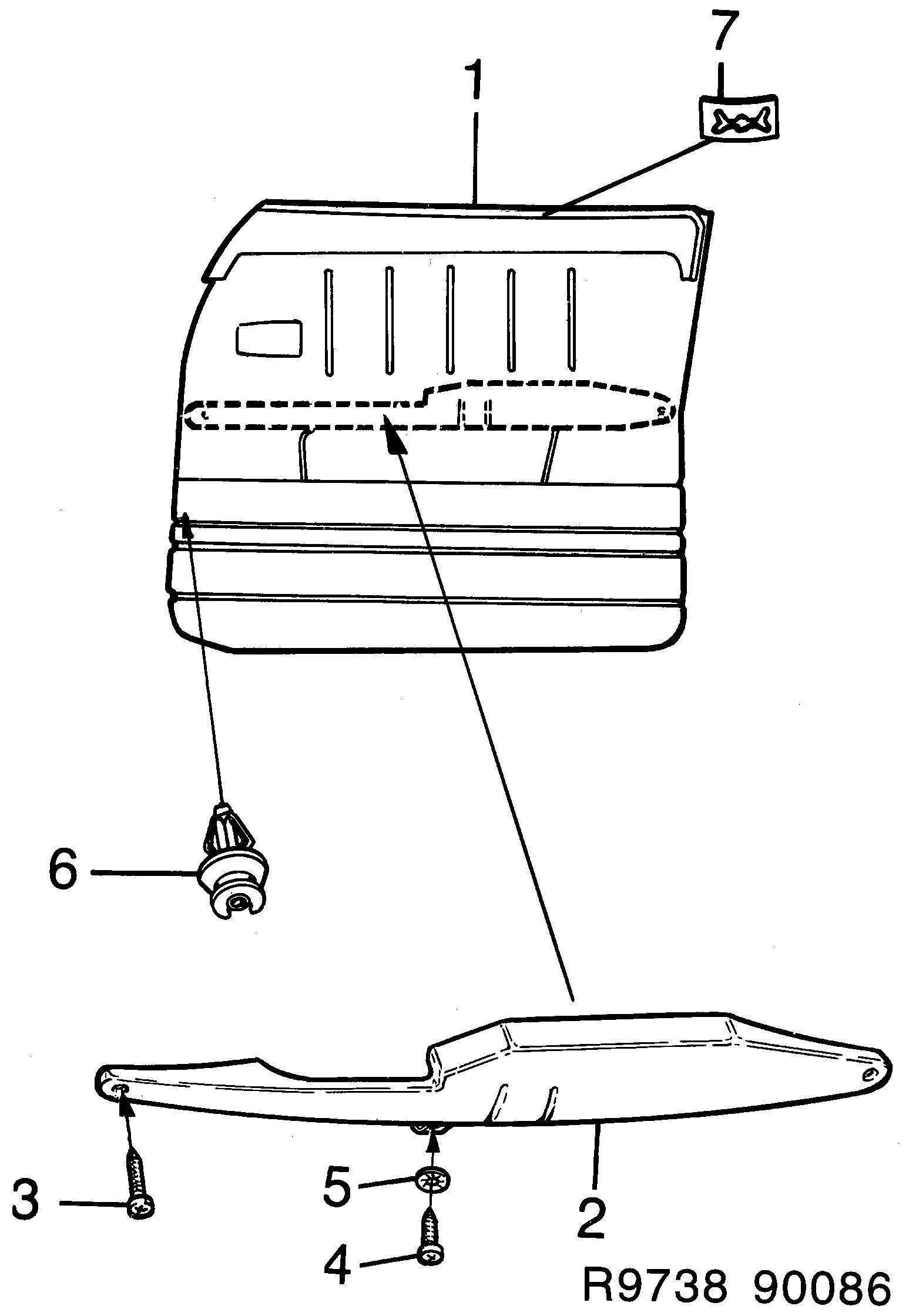 Saab 900 Door panel Front diagram