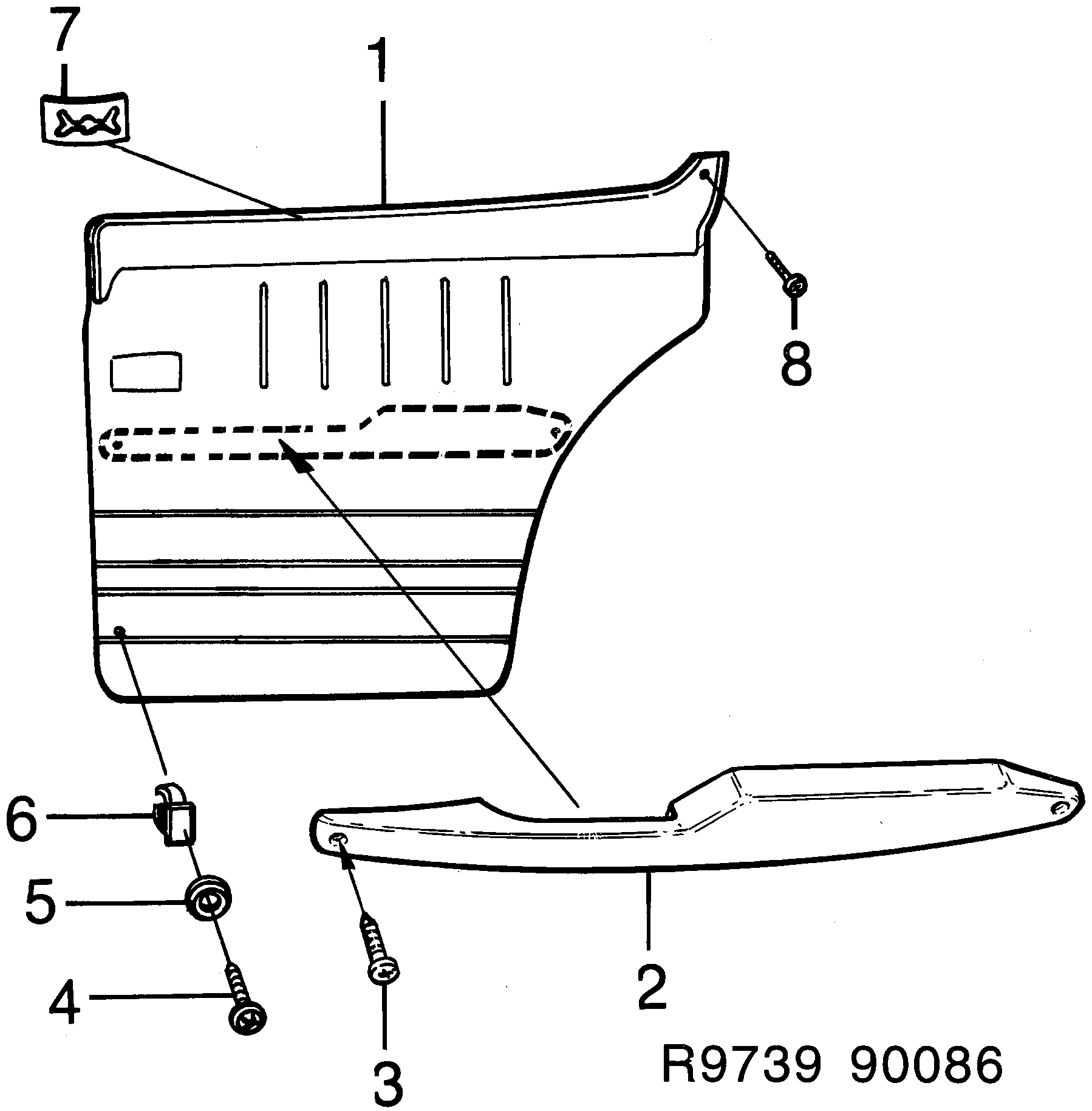 Saab 900 Door panel Rear diagram