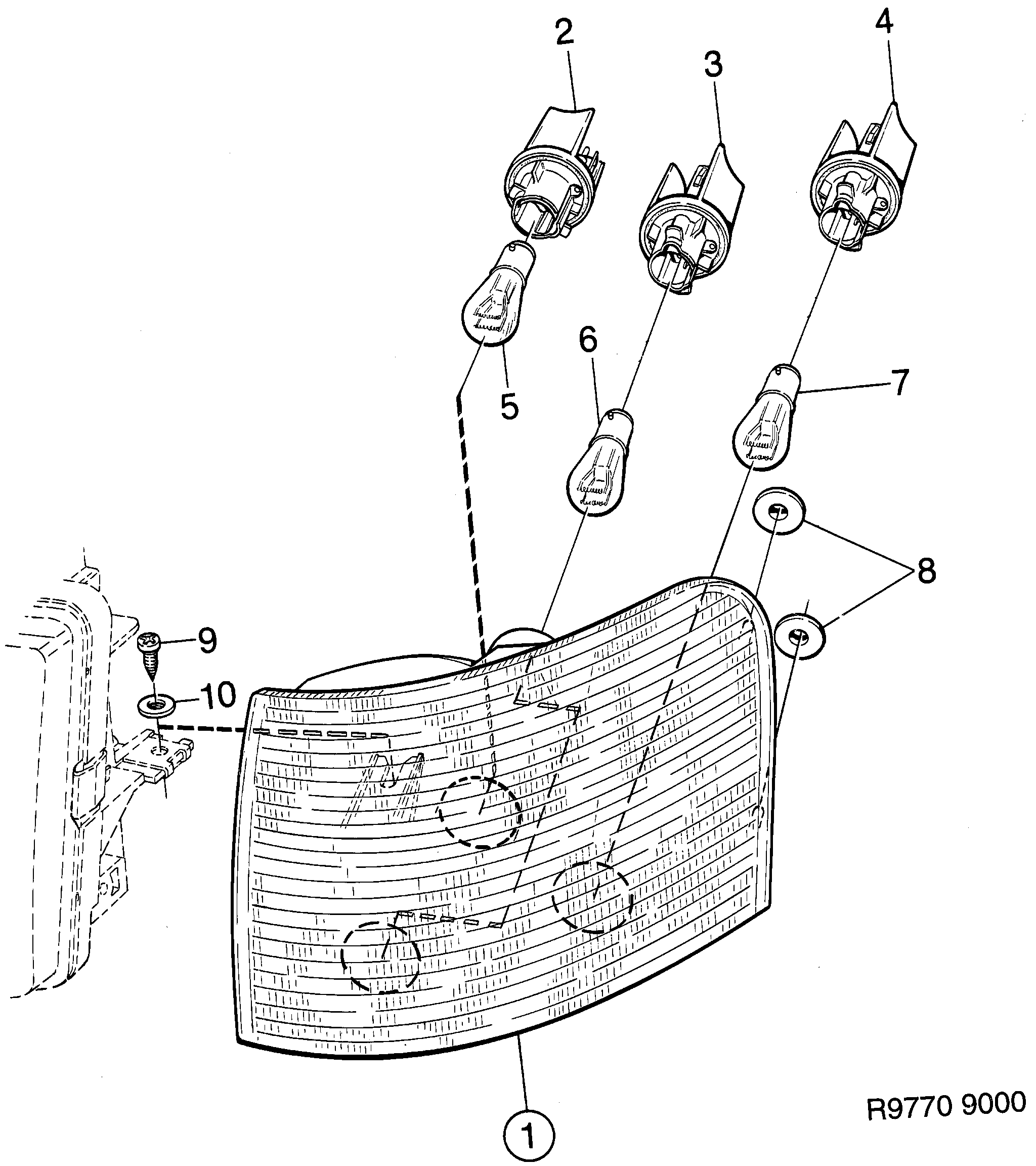 Saab 9000 Lamp cluster diagram